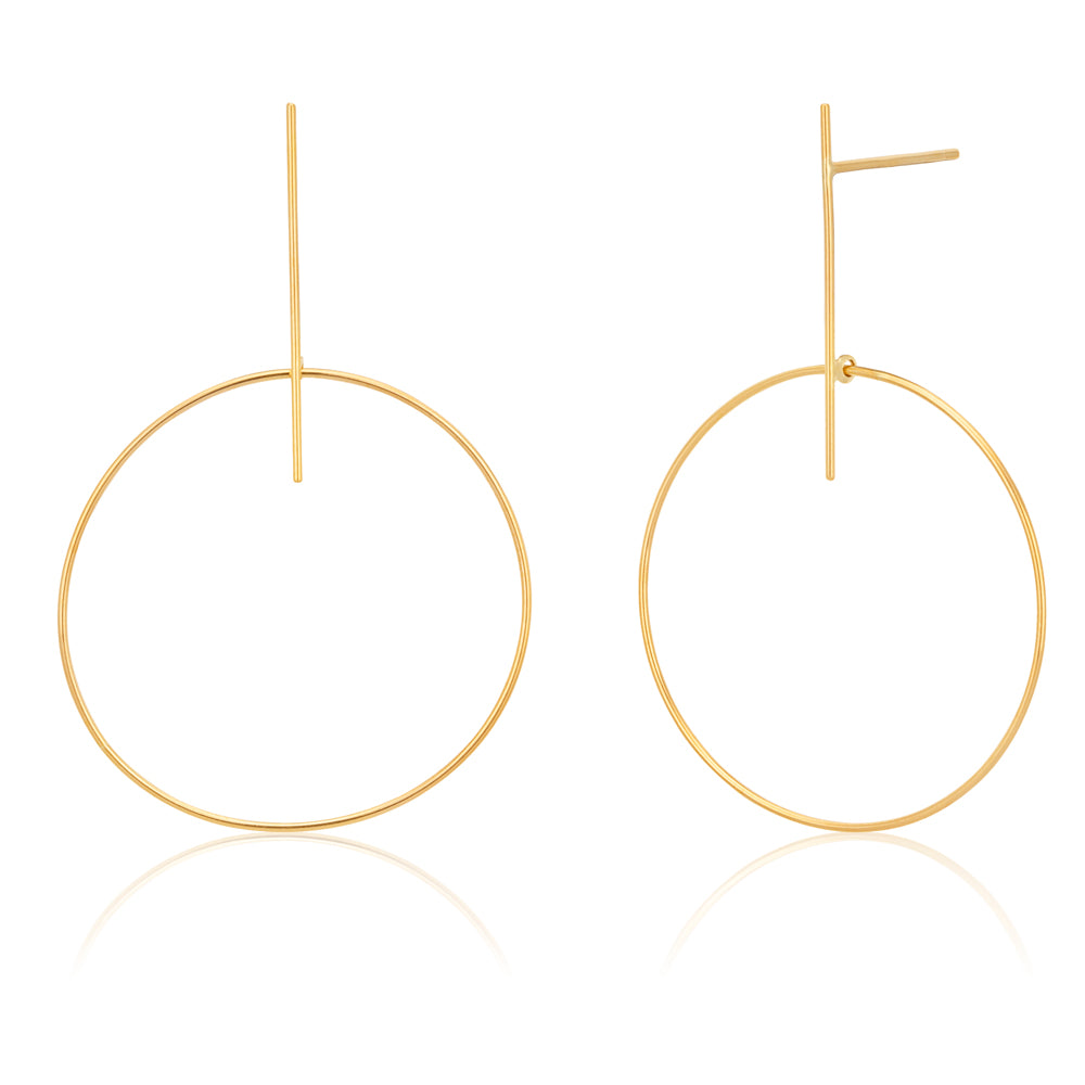 9ct Yellow Gold Bar Stud Hoop Earrings for Women - Minimalist Dainty Everyday Jewelry - Perfect for Work, Date Night & Special Occasions