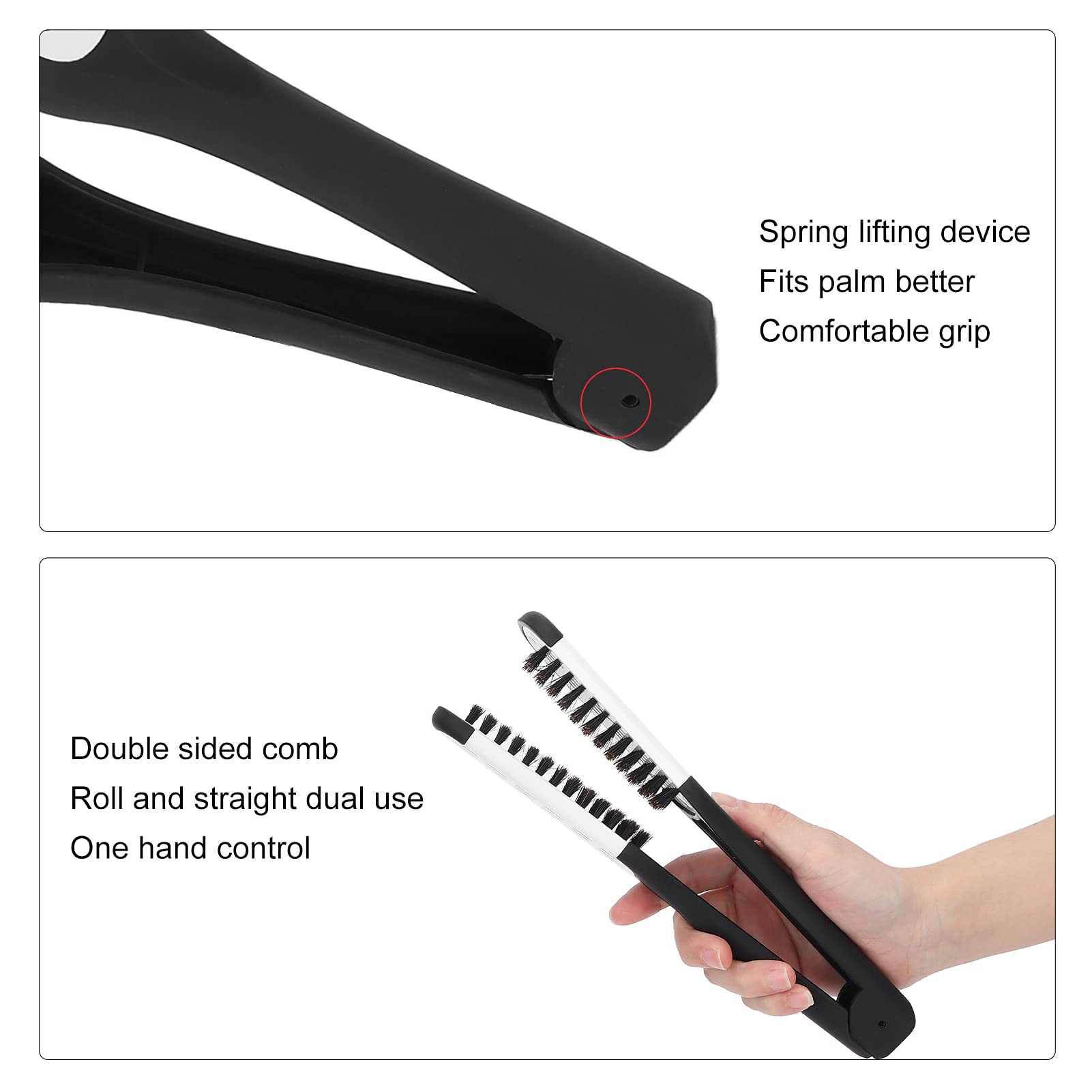 Double-Sided Hair Straightening Brush Clamp - Multifunctional Styling Tool for Men & Women | Improves Hair Health | Perfect for Home Use & Travel (White)