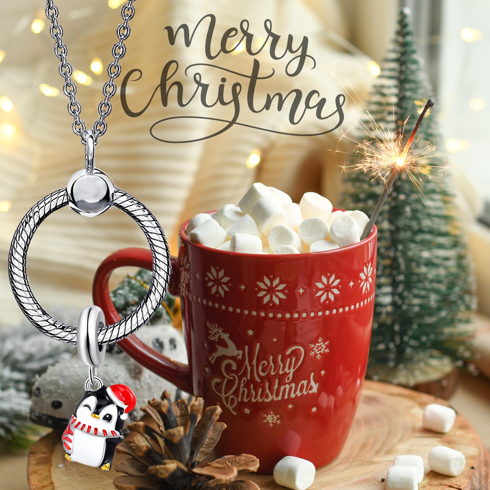 Pandora Bracelet Charms - Christmas Elf, Deer, Gingerbread Man & Penguin Sweet Candy Charms | Holiday Jewelry Gift for Her | Perfect for Christmas Parties, Stocking Stuffers & Festive Accessories
