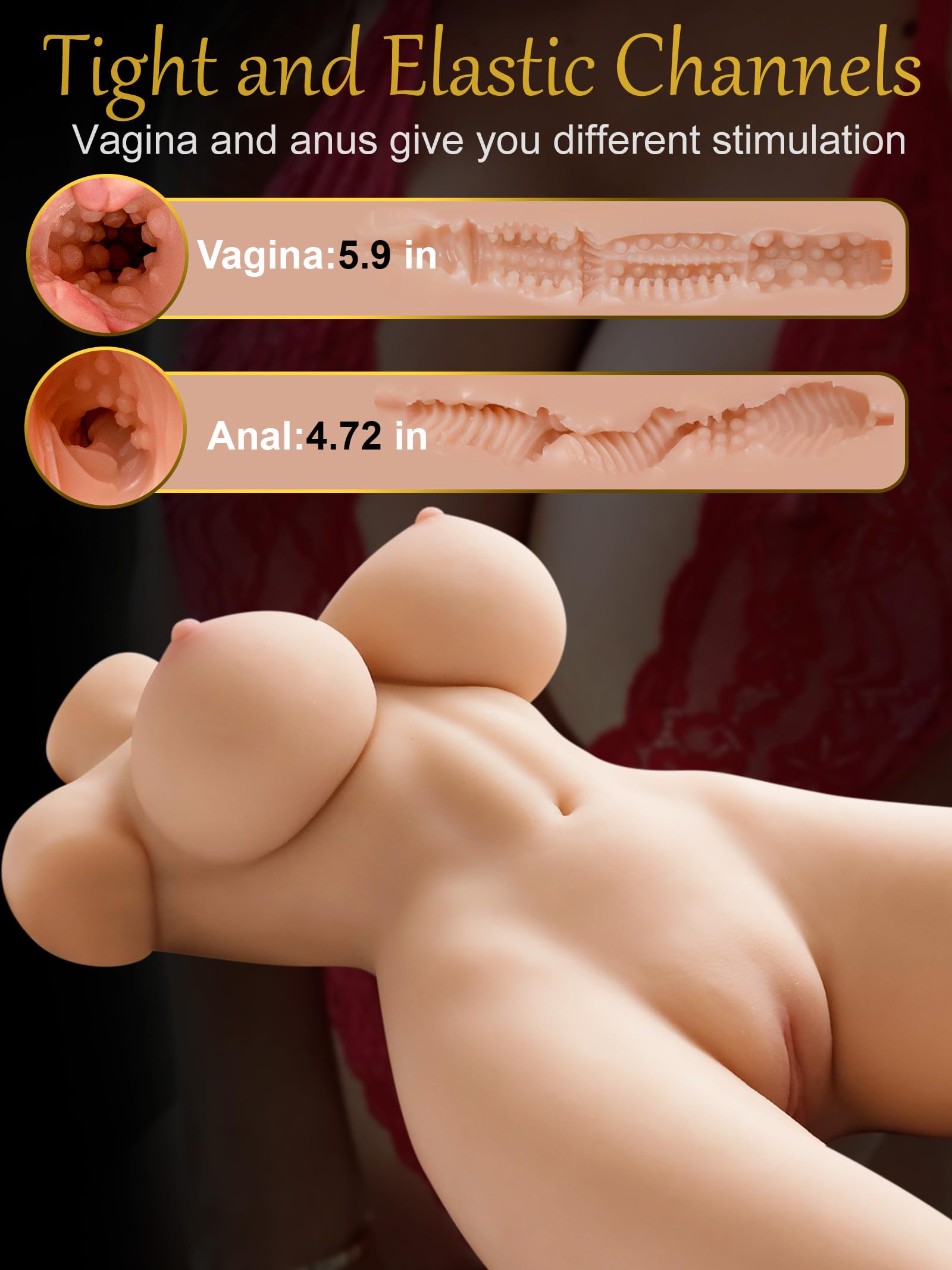 Realistic Female Torso Sex Doll for Men - Auslove 3-in-1 Adult Toy with Big Breasts, Vagina & Anal Openings | Lifelike Male Masturbator (17.94LB) | Perfect for Solo Pleasure, Discreet Storage & Enhanced Intimacy