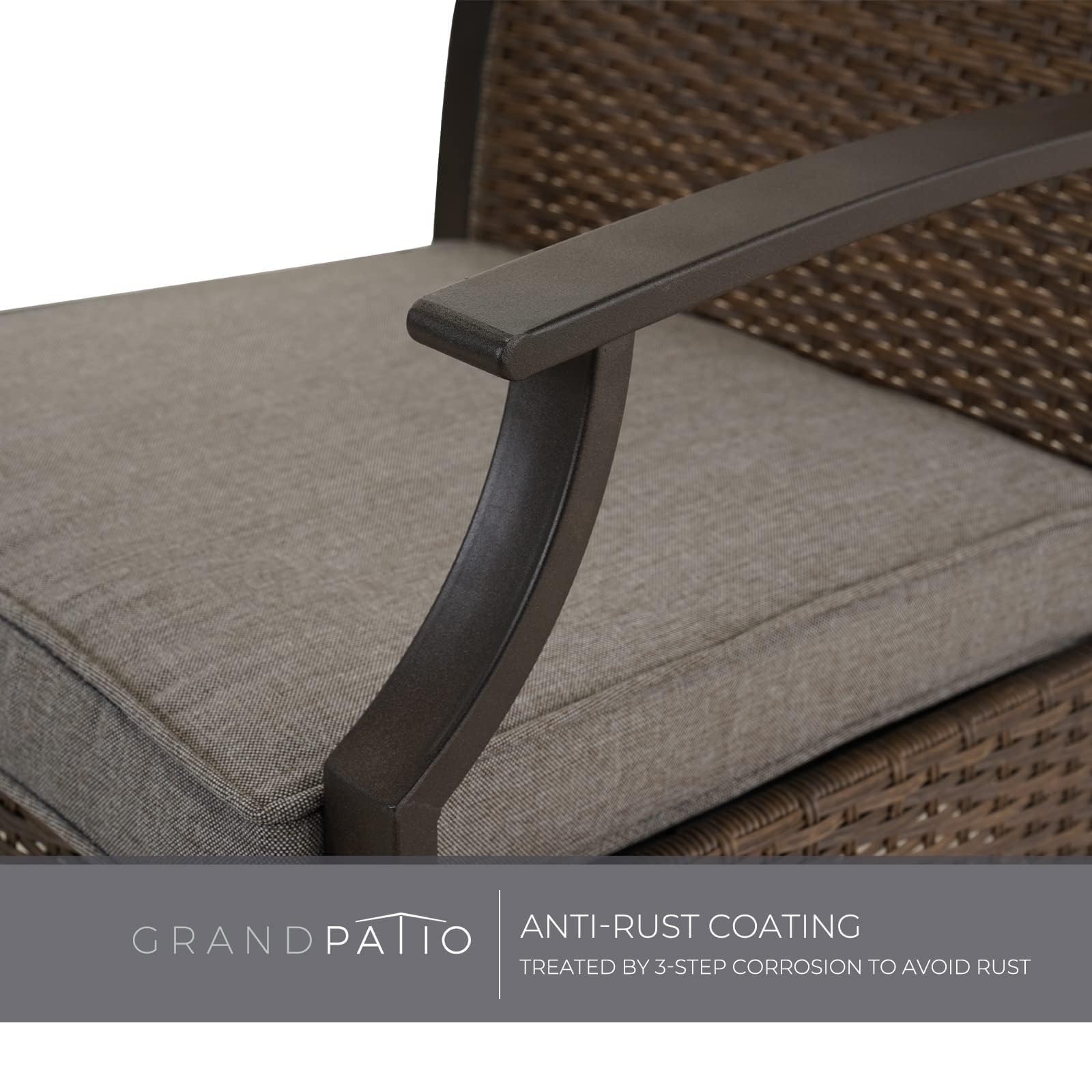 3-Piece Outdoor Patio Furniture Set - Grey Wicker Bistro Table & Chairs for Porch, Balcony, Deck | Durable All-Weather Rattan Dining Set for Small Spaces, Backyard, Garden or Poolside Relaxation