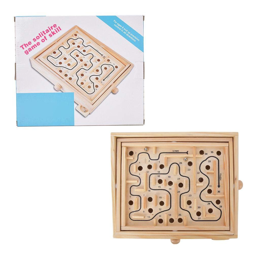 Wooden Maze Puzzle Game - Brain Training Toy for Adults & Kids - Fun Family Activity