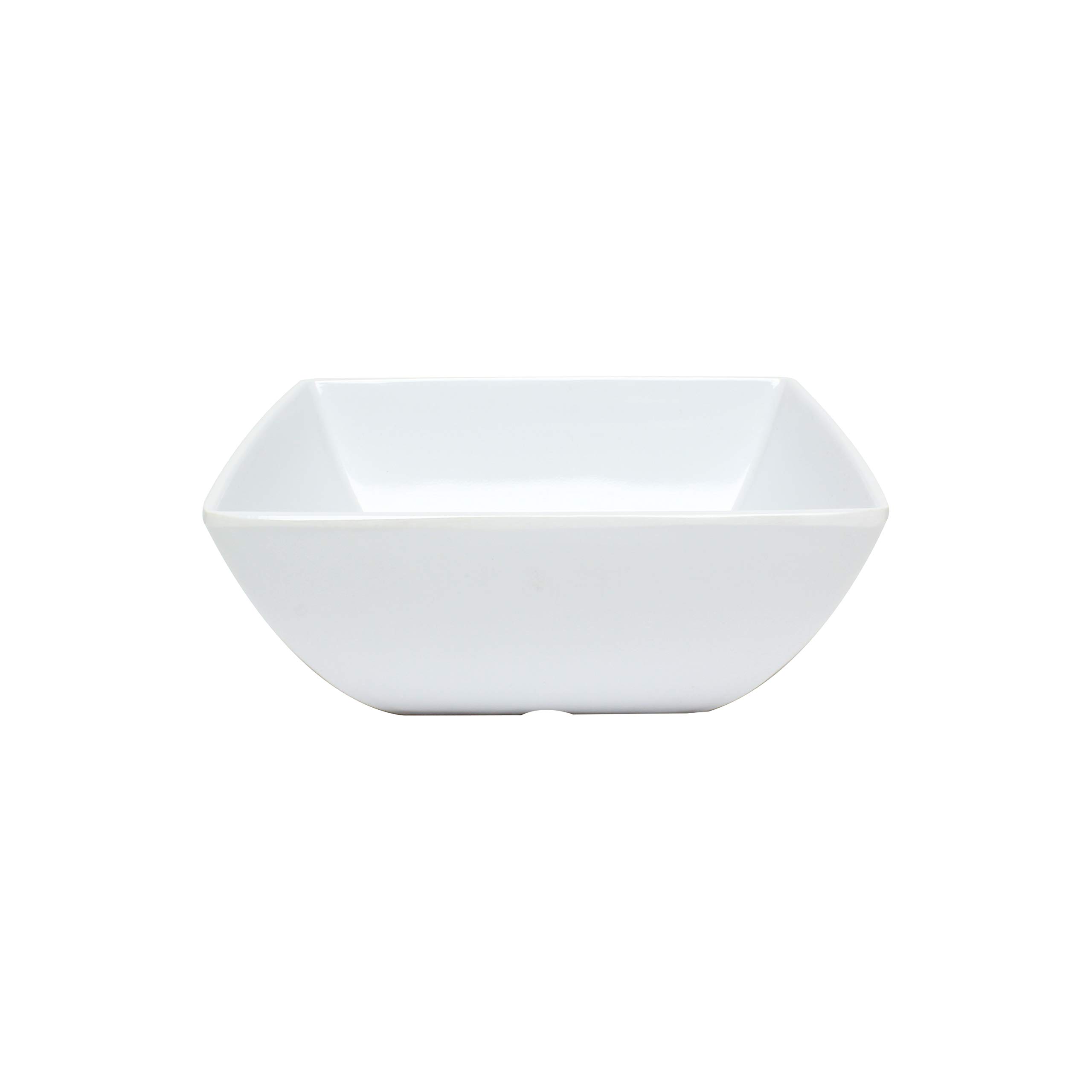 Premium White Melamine Square Bowls - 40oz, 7 1/8
