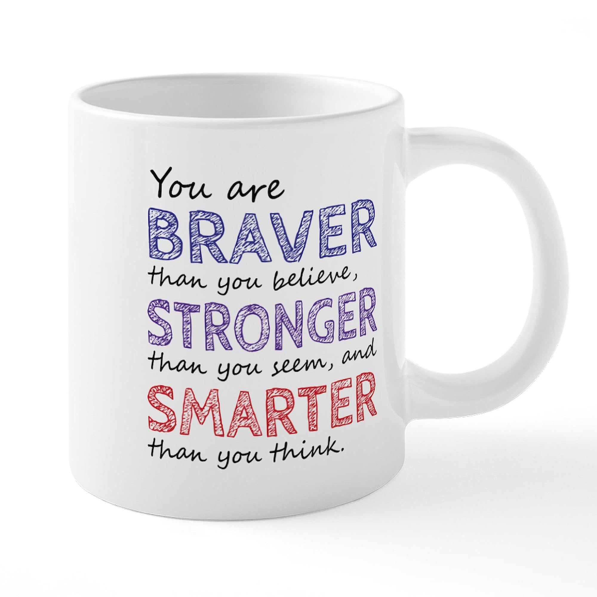 Braver Stronger Smarter 20oz Ceramic Coffee Mug - Large Insulated Tea Cup for Office, Home & Gifts - Motivational Inspirational Drinkware