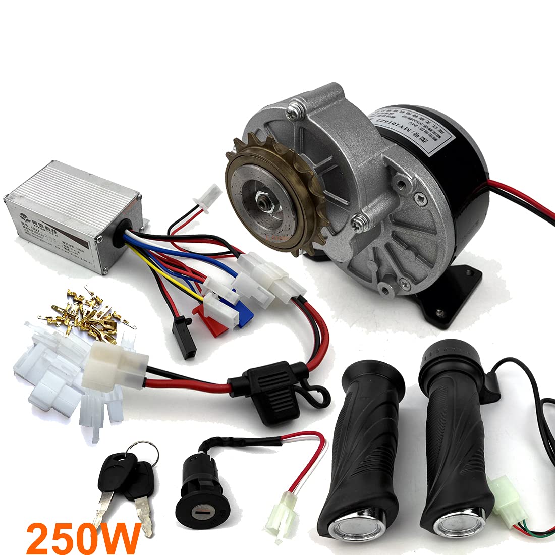 L-faster 250W Electric Bike Conversion Kit with Freewheel Geared Motor, 16T Bicycle Sprocket, Controller & Throttle Handle - Perfect for DIY E-Bike Upgrades & Urban Commuting