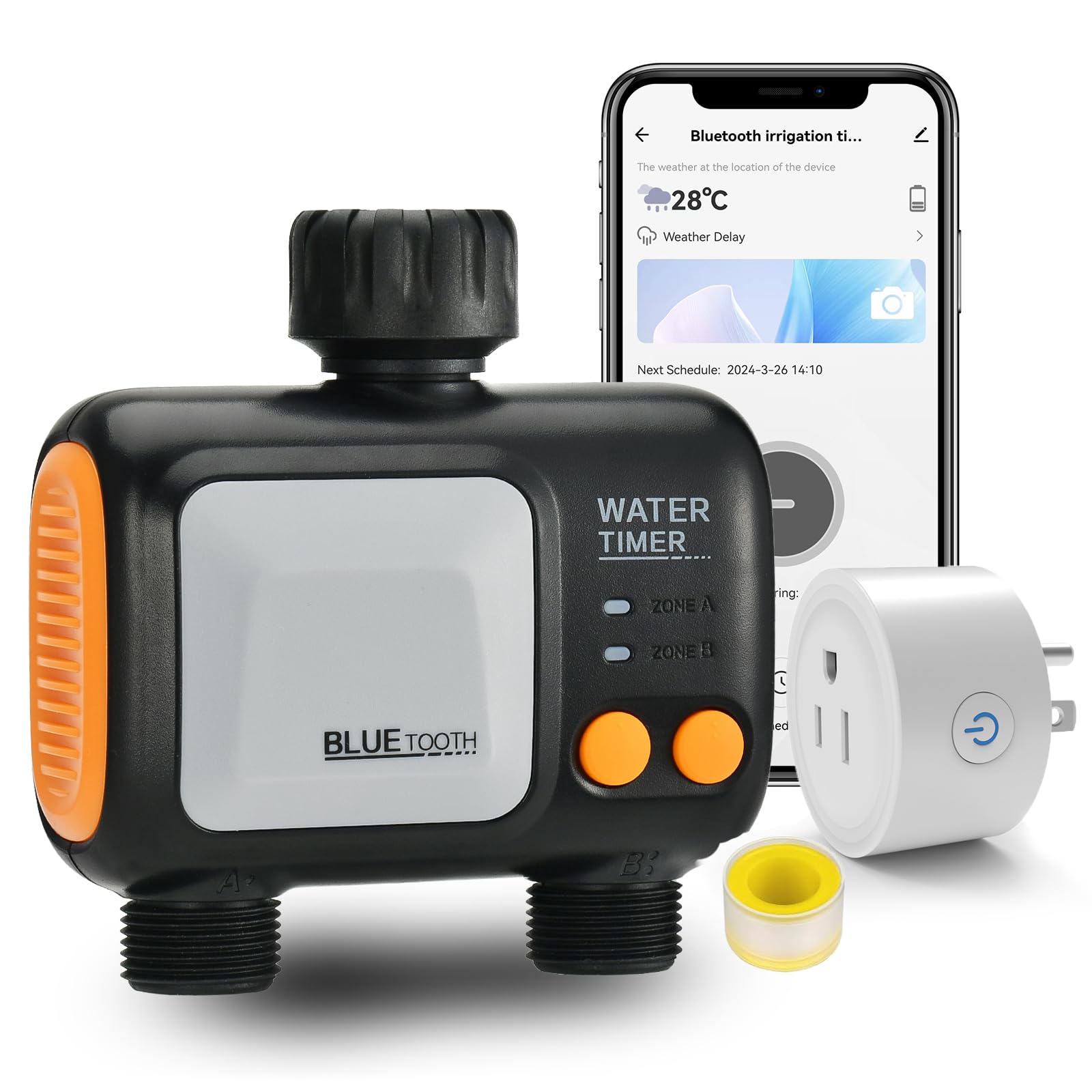 Smart WiFi Water Timer for Garden Hose - 2 Zone Sprinkler Timer with WiFi Hub & Rain Delay - Alexa Compatible Irrigation Controller for Lawns & Gardens - Perfect for Automated Watering & Smart Home Integration
