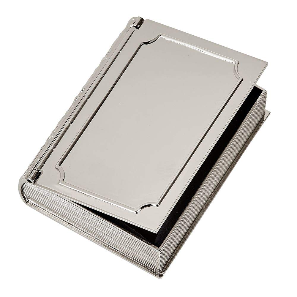 Stainless Steel Jewelry Box for Women - Elegant Silver Book-Shaped Trinket Box | Perfect for Gift Giving, Travel & Home Decor