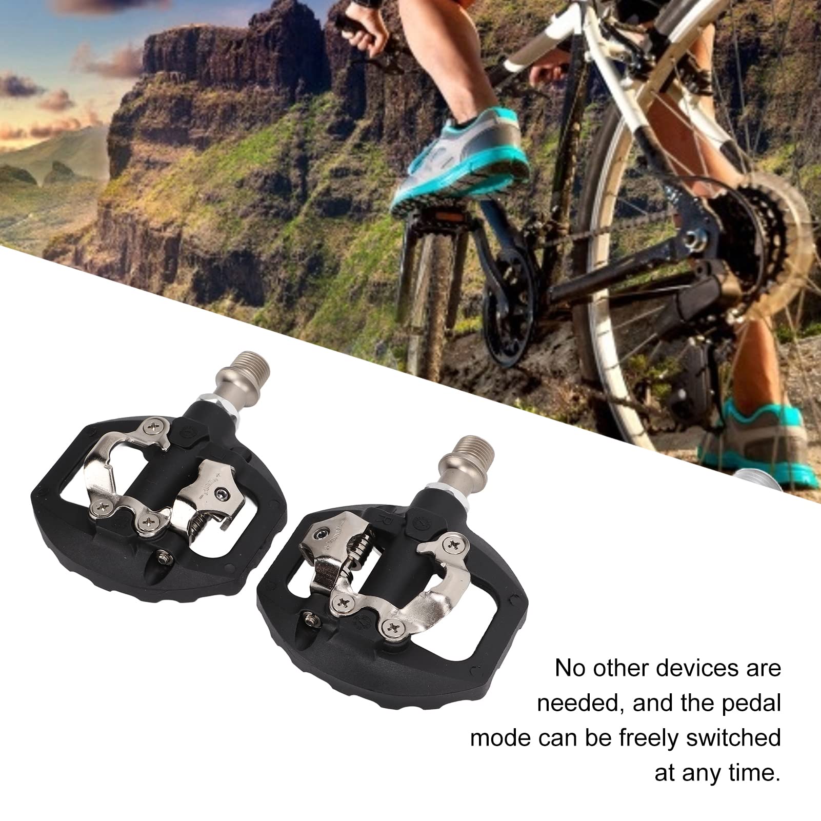 Dual-Sided SPD Mountain Bike Pedals with Cleats - Sealed Clipless Platform Pedals for Road & MTB Cycling | Perfect for Commuting, Trail Riding & Long-Distance Tours