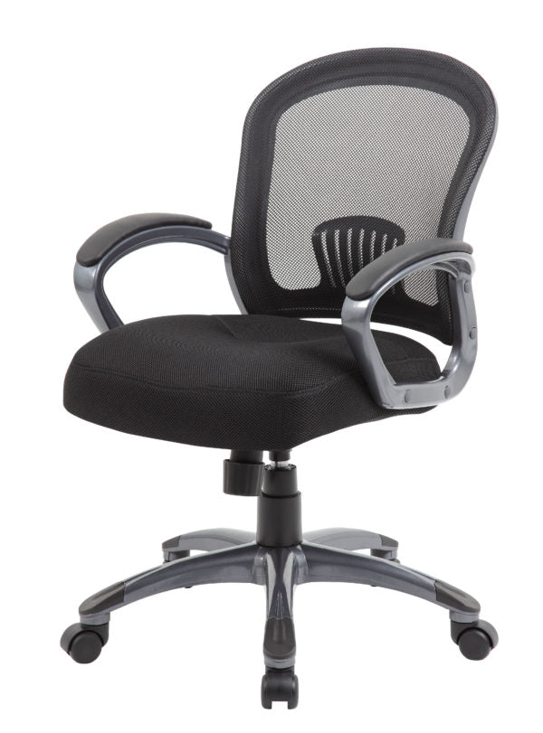 Boss B6256 Mid Back Ergonomic Mesh Office Chair - Adjustable Lumbar Support for Comfortable Desk Work, Home Office & Gaming
