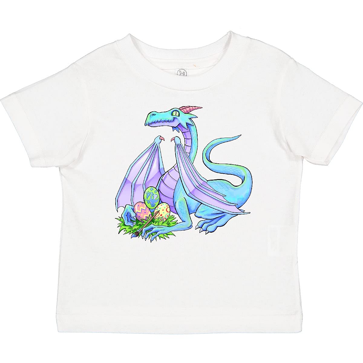 Blue Easter Dragon Baby T-Shirt with Painted Eggs - Easter Outfit