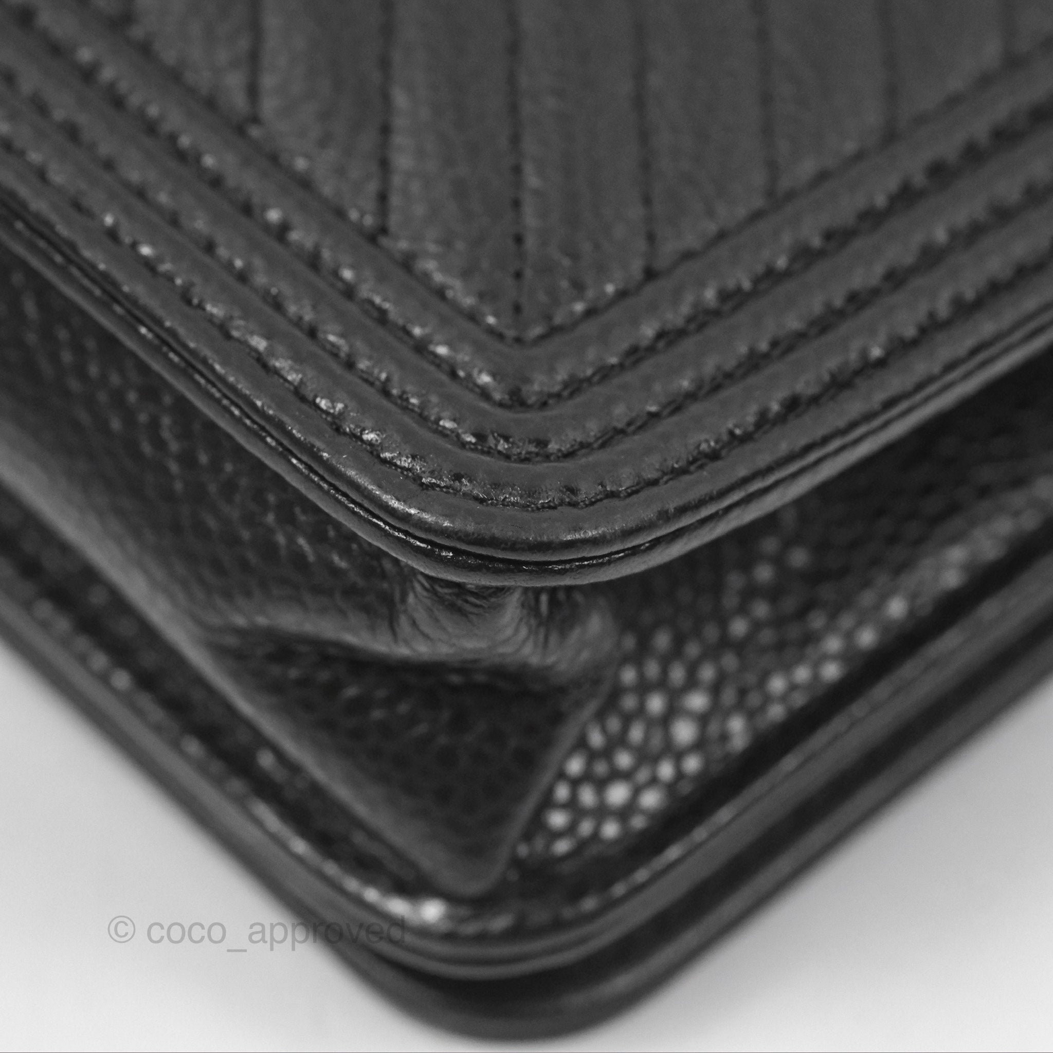 Chanel Chevron Boy Wallet on Chain WOC Black Caviar Leather with Silver Hardware - Luxury Crossbody Bag for Women, Perfect for Evening Parties & Date Nights