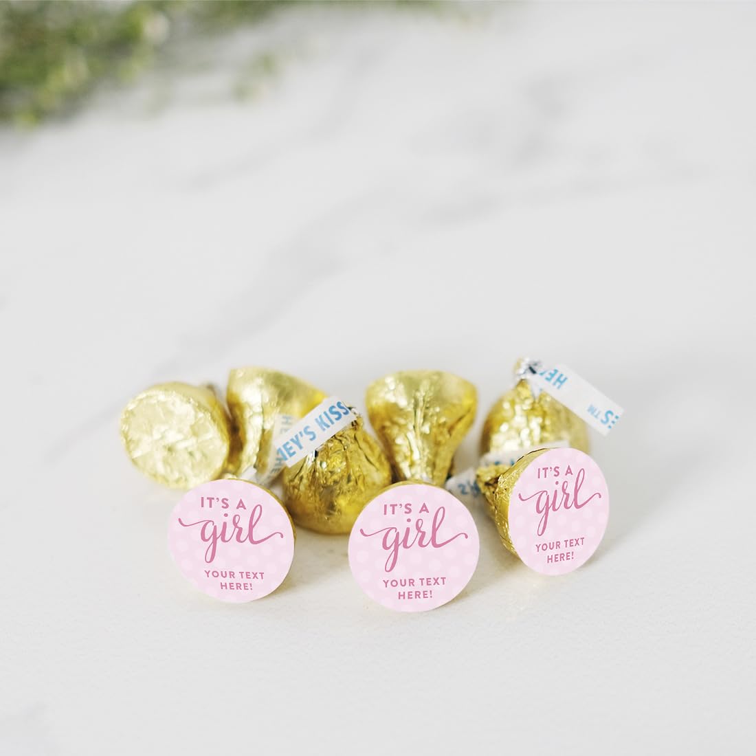 Personalized Chocolate Drop Labels Stickers - 216-Pack for Baby Shower, It's a Girl Party Favors, Gifts & Decorations | Custom Name Stickers for Hershey's Kisses, Candy Wraps & Sweet Treats | Perfect for Birthday Parties, Bridal Showers & Holiday Celebrations