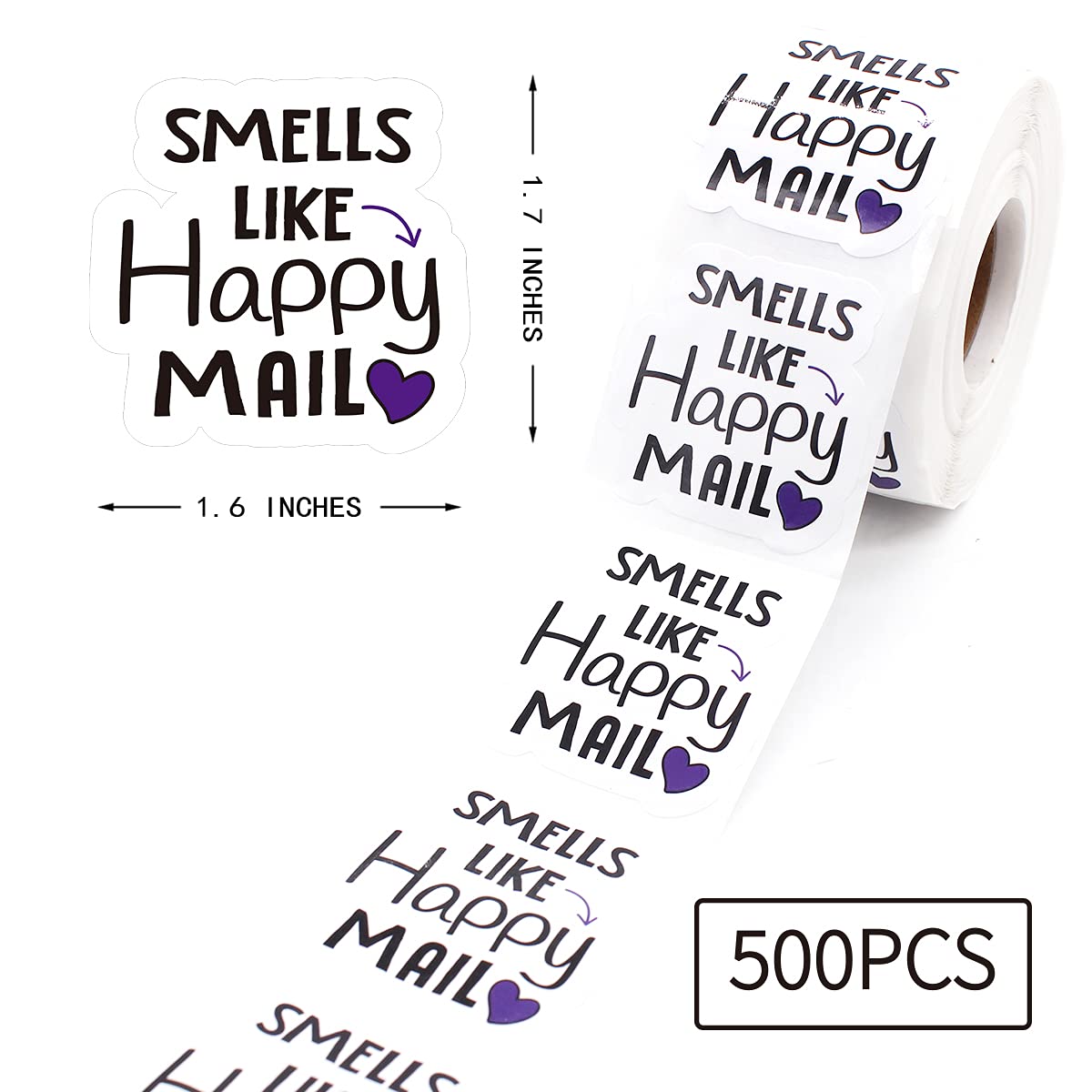 Littlefa Happy Mail Stickers - 500 PCS Cute & Fun Packaging Stickers for Small Business, Envelopes, Gifts & Letters - Perfect for Etsy Sellers, Handmade Crafts & DIY Scrapbooking Projects