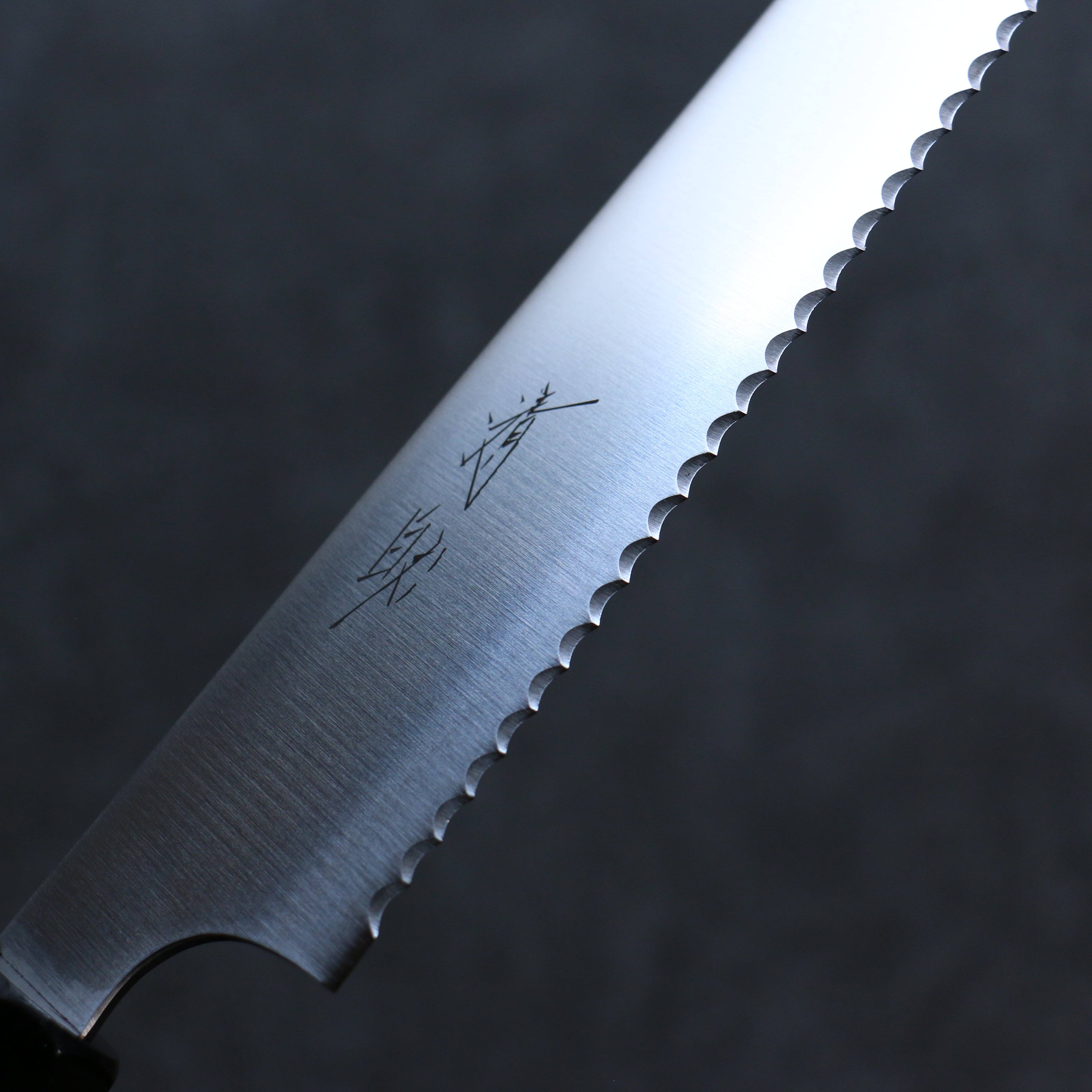 Seisuke 240mm Stainless Steel Bread Knife with Gray Pakka Wood Handle - Perfect for Slicing Bread, Cake, and Pastries at Home or Bakery