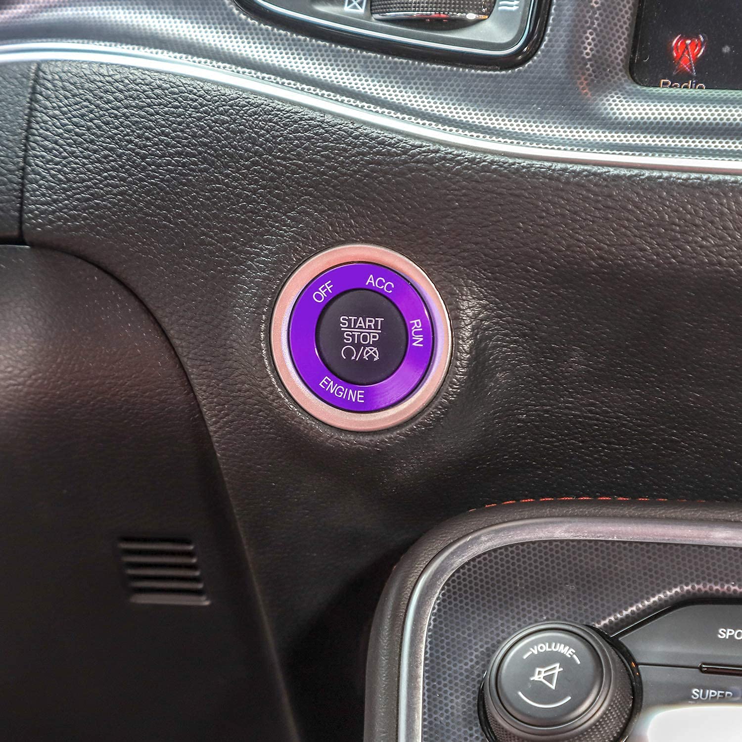 Keptrim Purple Aluminum Alloy Engine Start Stop Trim for 2010-2020 Dodge Challenger/Charger/RAM & 2014 Durango - Upgrade Interior Accessory for Car Enthusiasts & Customization Lovers