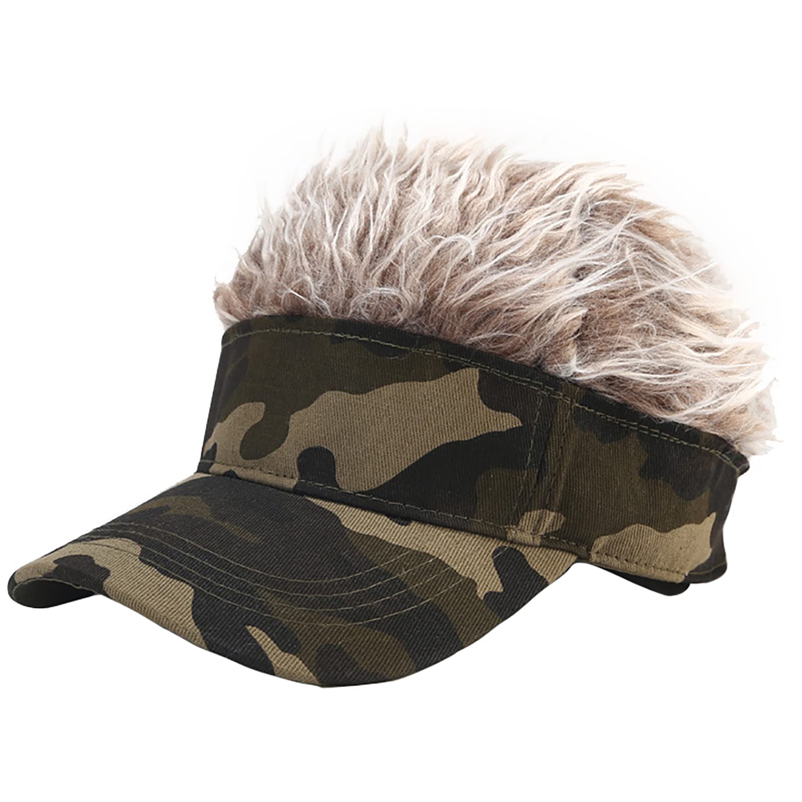 Men's Adjustable Baseball Cap with Fake Hair - Stylish Visor Wig Hat for Golf, Outdoor Sports & Daily Wear