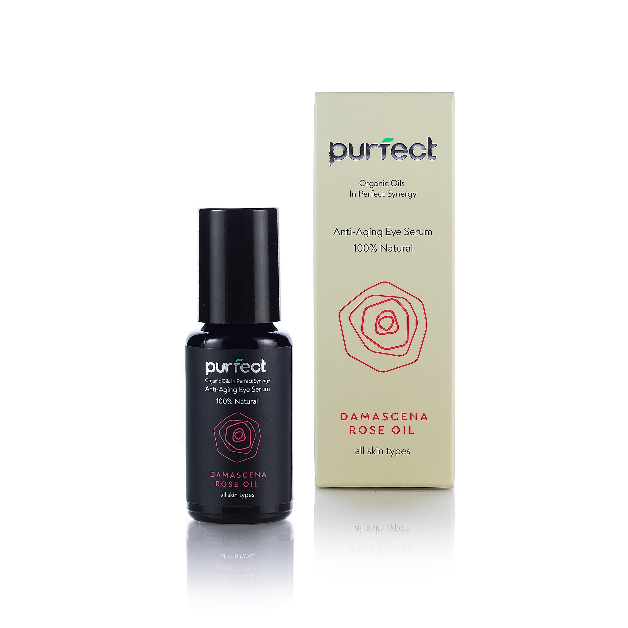 Best Anti-Aging Eye Serum with Damascena Rose Oil - 0.5oz Dark Circle & Wrinkle Treatment - Hydrating Under Eye Cream for Women & Men - Perfect for Night Routine & Travel Skincare