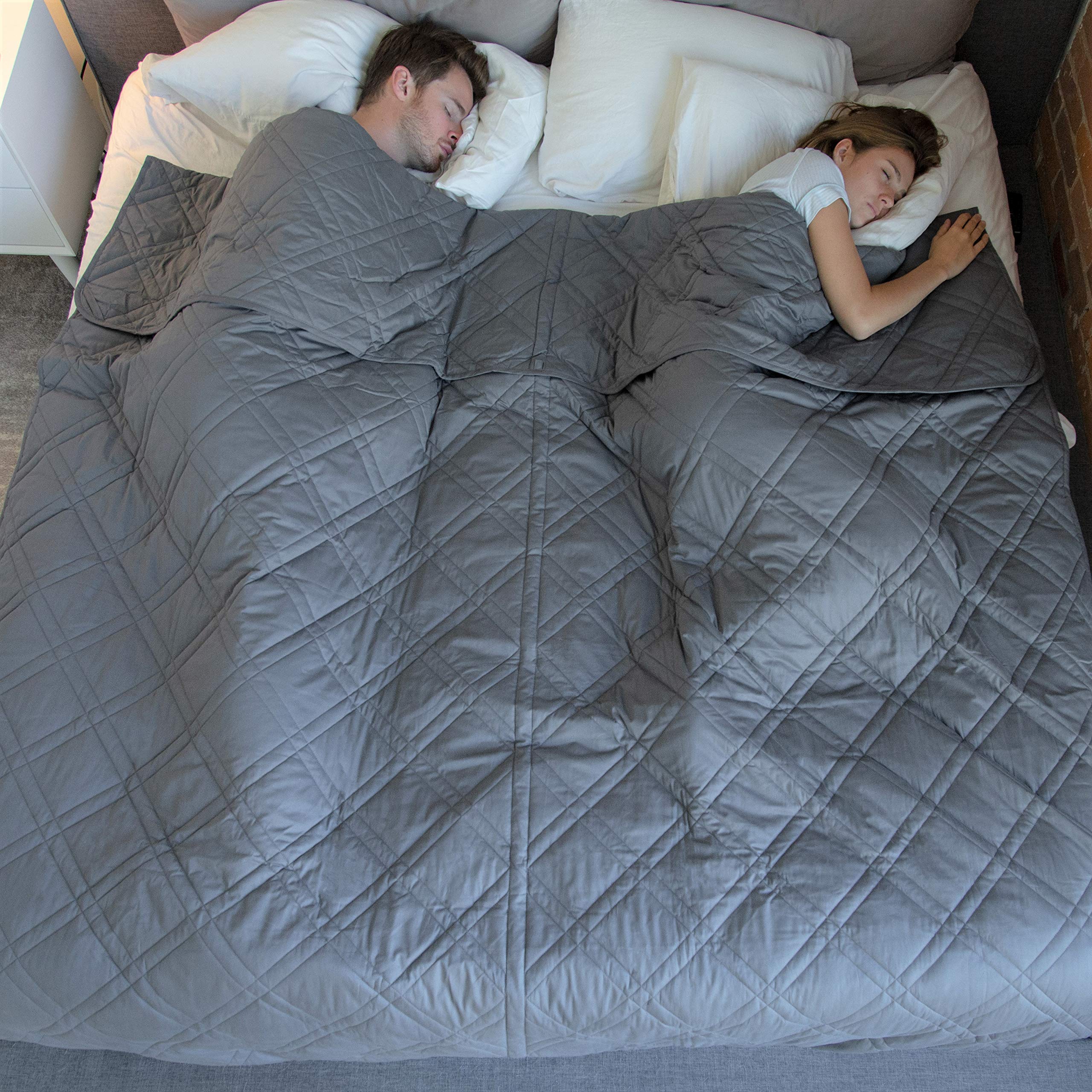 HomeSmart King Size Weighted Blanket - Original Split Weight Couples Blanket (20lbs Total) with 5lbs Light Pressure & 15lbs Medium Pressure - Perfect for Couples Therapy, Anxiety Relief & Better Sleep