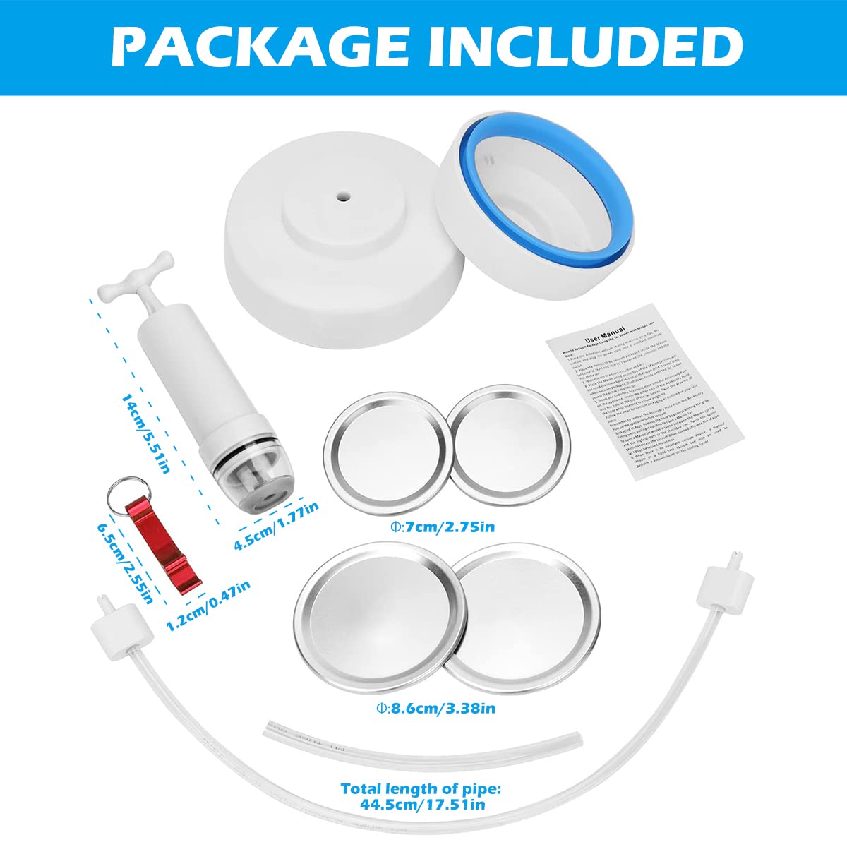 **Mason Jar Vacuum Sealer Kit with Manual Air Pump - Food Storage Accessory for Wide & Regular Mouth Jars - Portable Hose for Food Saver - Perfect for Meal Prep, Canning & Long-Term Food Preservation**