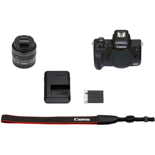 Canon EOS M50 Mark II Mirrorless Digital Camera with 15-45mm Lens (Black) + 32GB Kit - Perfect for Vlogging, Travel Photography & Content Creation