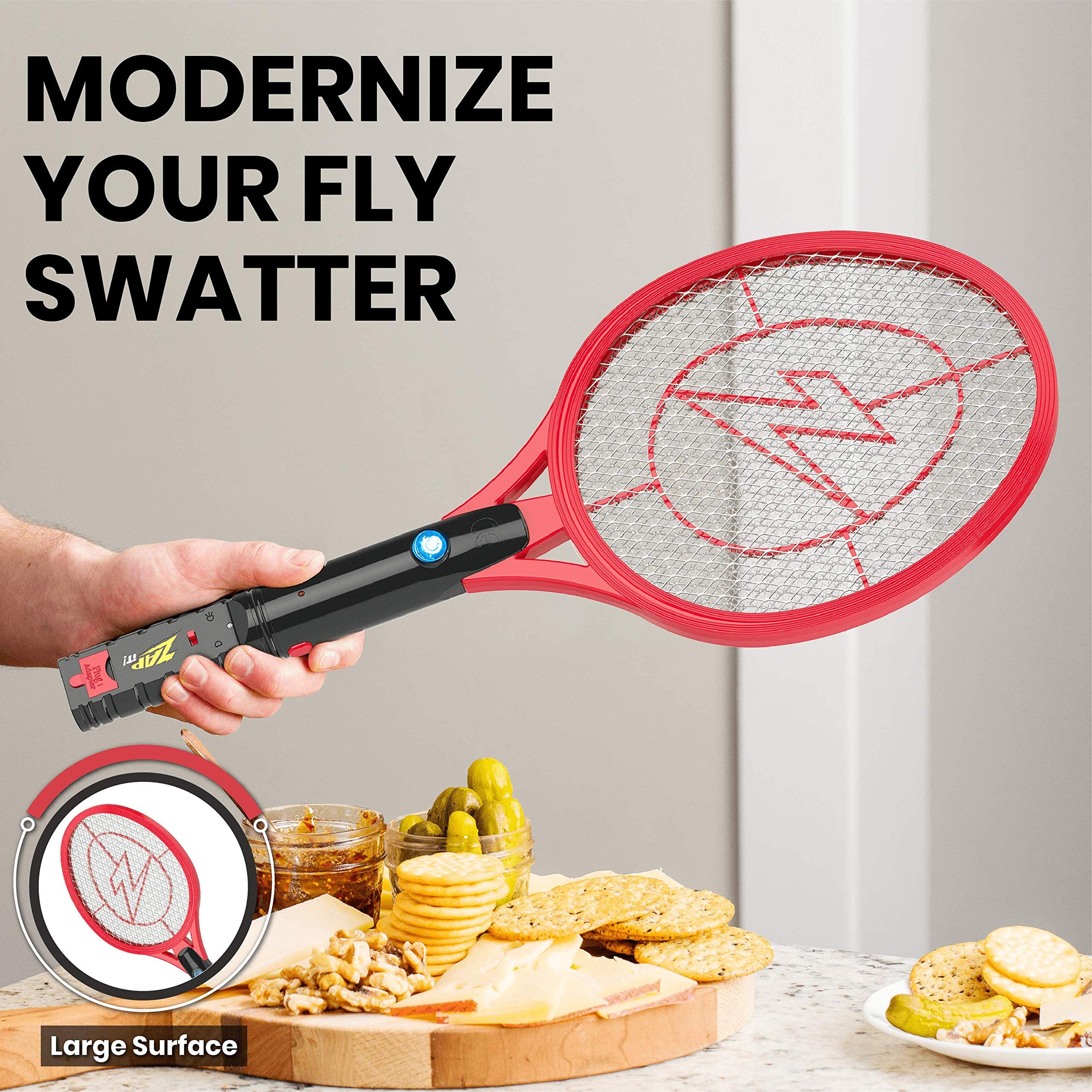 ZAP iT! 4000V Electric Fly Swatter & Mosquito Zapper - USB Rechargeable Bug Zapper Racket for Indoor/Outdoor Use - Safe & Powerful Insect Killer for Home, Camping, and Patio