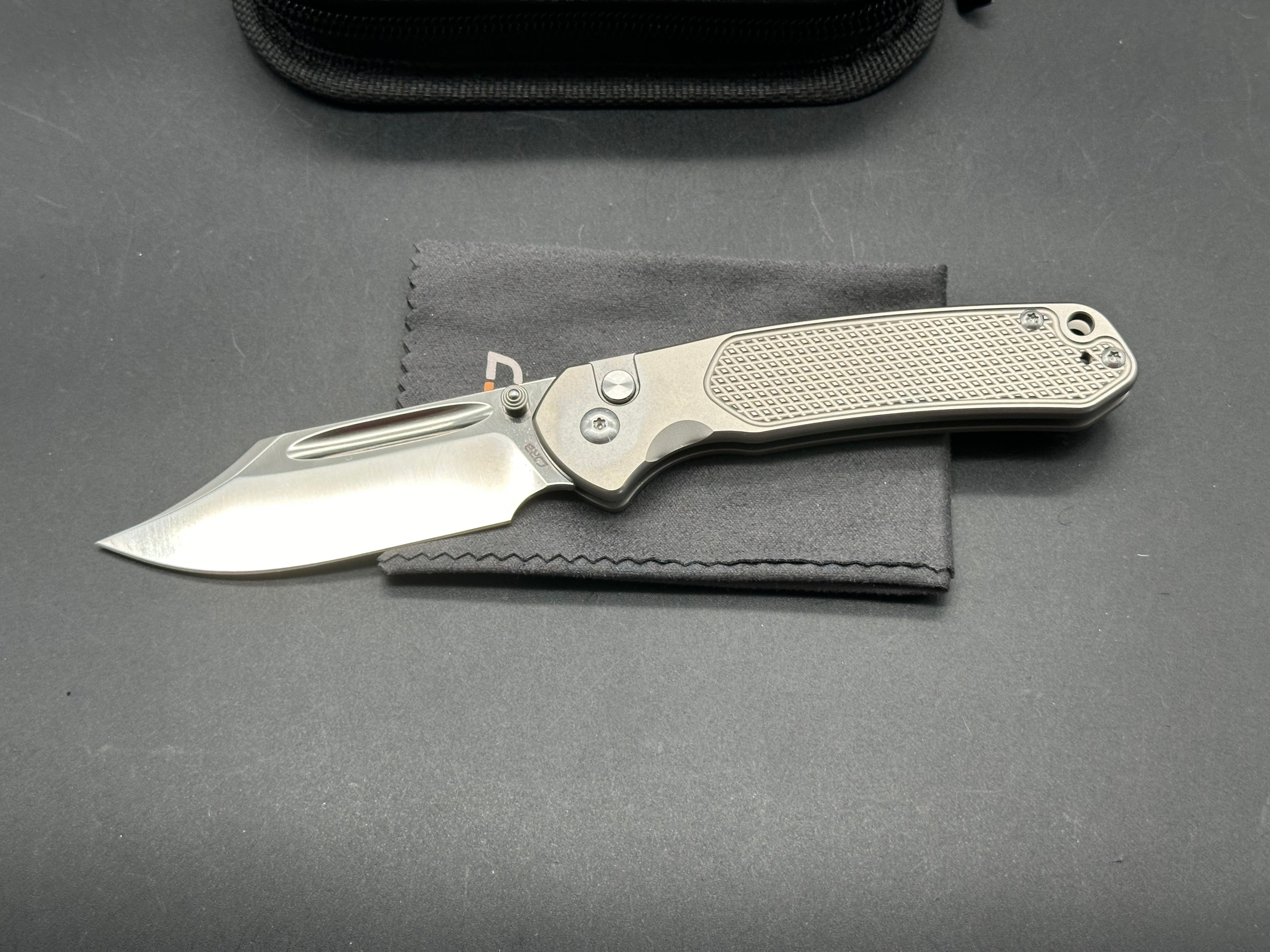 CJRB Pyrite Titanium S90V Folding Knife - Premium EDC Pocket Knife for Outdoor, Camping, Hiking & Everyday Carry