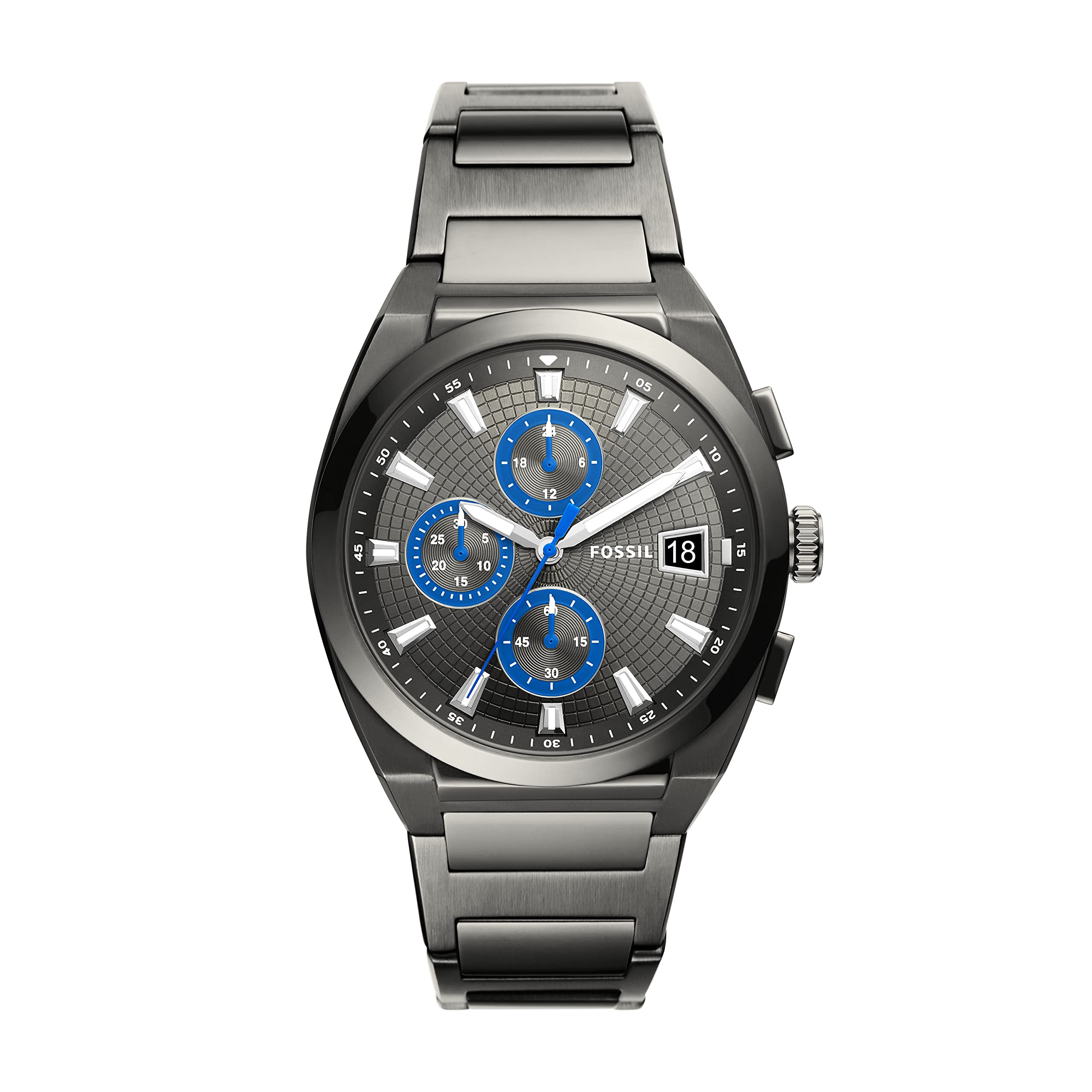 Fossil Men's Everett Stainless Steel Dress Watch - Quartz Chronograph with Date Window, Leather Strap - Perfect for Business, Formal Events & Everyday Wear