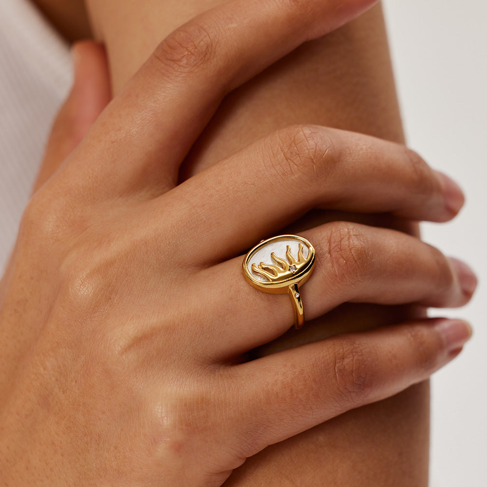 18K Gold Shell Midi Ring for Women - Elegant Thumb Ring Jewelry Gift (JDR001) | Perfect for Parties, Weddings & Everyday Wear