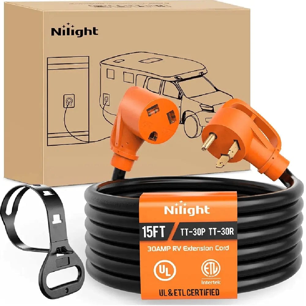 30 Amp 15FT RV Extension Cord - Heavy Duty Power Cable for Camper, Trailer & Motorhome - Outdoor & Camping Use