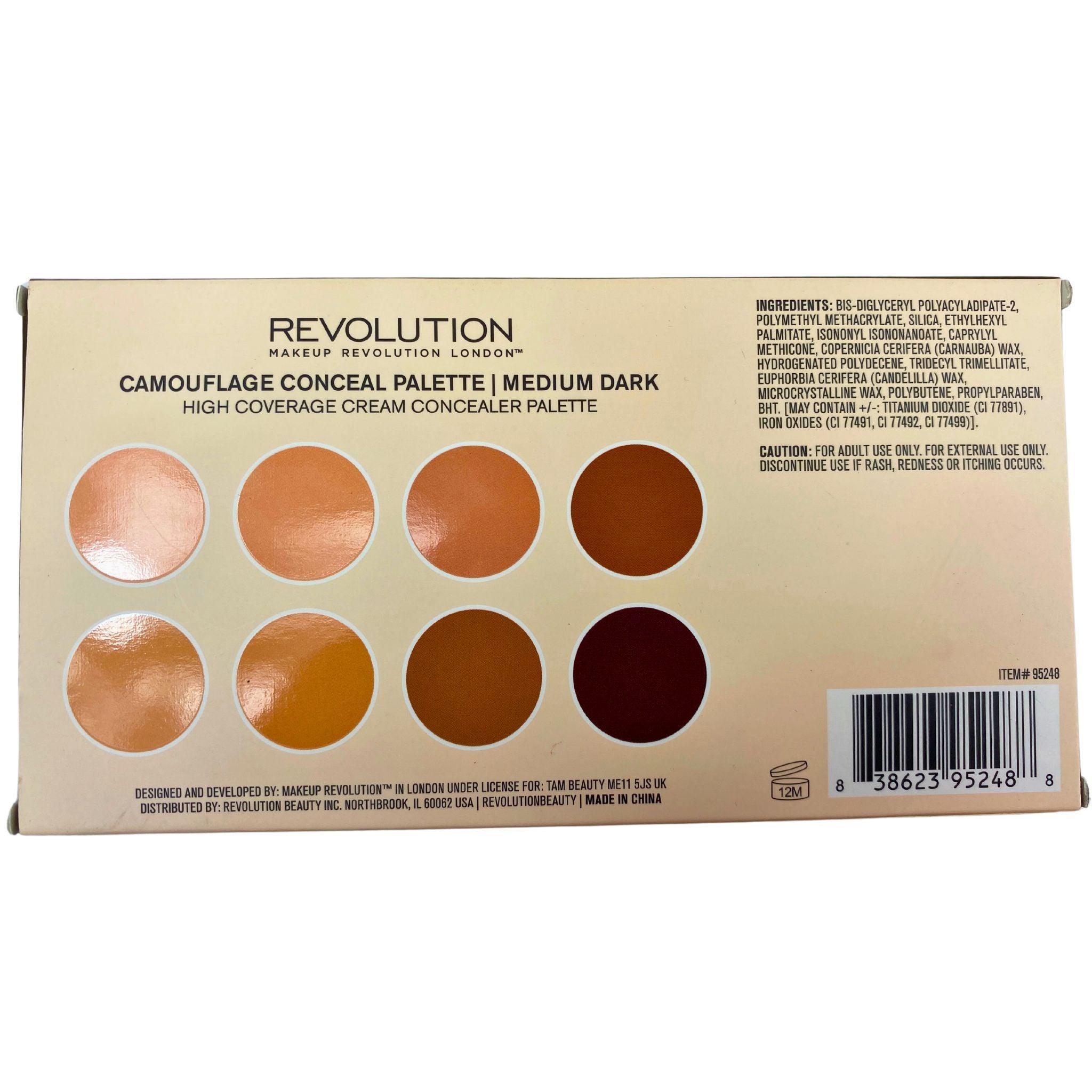Revolution Pro HD Camouflage Corrector Palette - Medium Dark 8 Ultra Coverage Concealer Creams (30 Pieces) for Professional Makeup, Contouring & Dark Circle Correction - Perfect for Bridal, Photography & Daily Use