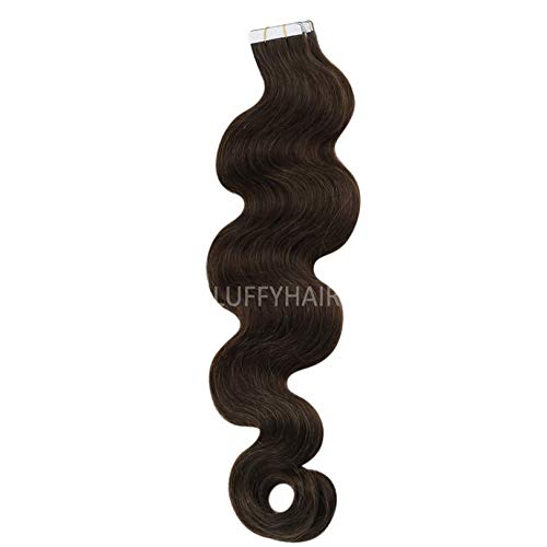 40pcs Brazilian Body Wave Tape-In Hair Extensions 100g - 16inch Human Remy Hair Wefts (Color #2) for Natural Volume & Styling - Perfect for Parties, Weddings & Daily Wear