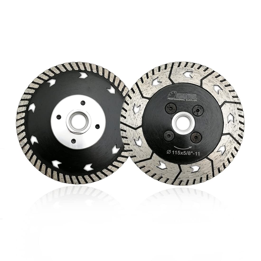 Diamond Cutting Blades 4-1/2 Inch (115mm) - 2-Pack Turbo Disc for Granite, Marble, Concrete & Bricks - Two-in-One Design for Cutting, Grinding & Sharpening | Perfect for Tile Installation, Masonry Work & DIY Home Renovation Projects
