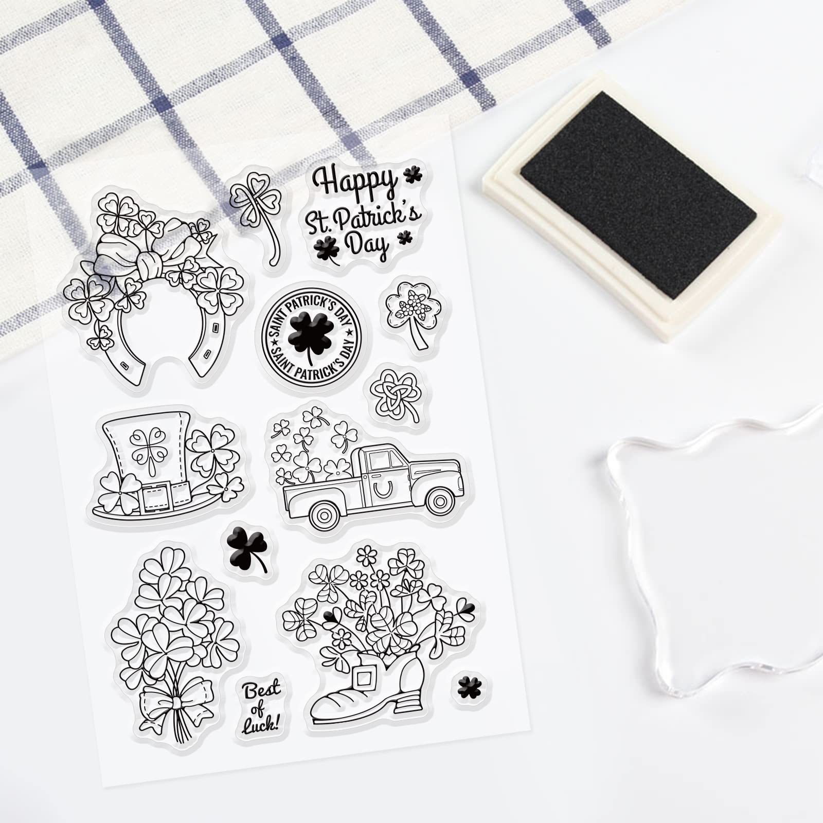 GLOBLELAND Lucky Clover Silicone Clear Stamps for DIY Scrapbooking - St. Patrick's Day, Birthday & Valentine's Day Card Making, Photo Album Decoration, Paper Crafts - Perfect for Handmade Greeting Cards and Craft Projects