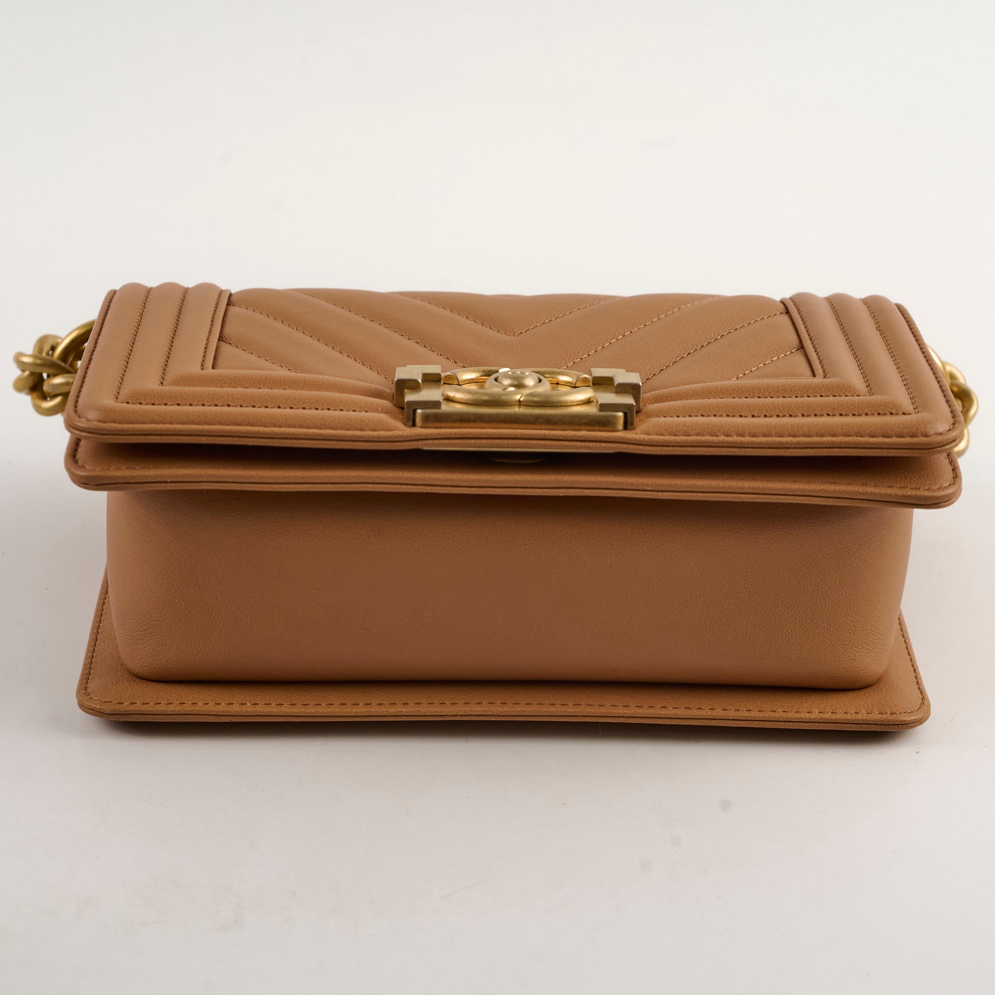 Chanel Small Chevron Boy Bag in Dark Beige - 28 Series Luxury Crossbody Bag for Women | Perfect for Date Night, Parties & Special Occasions