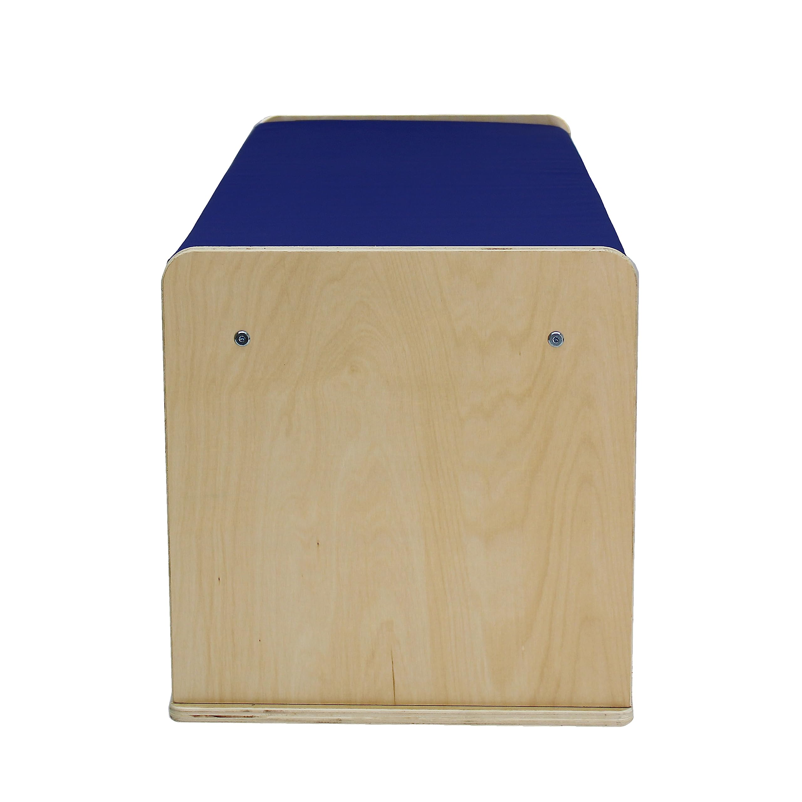 FDP Natural Birch 8-Compartment Storage Bench with Comfortable Blue Vinyl Seat (16