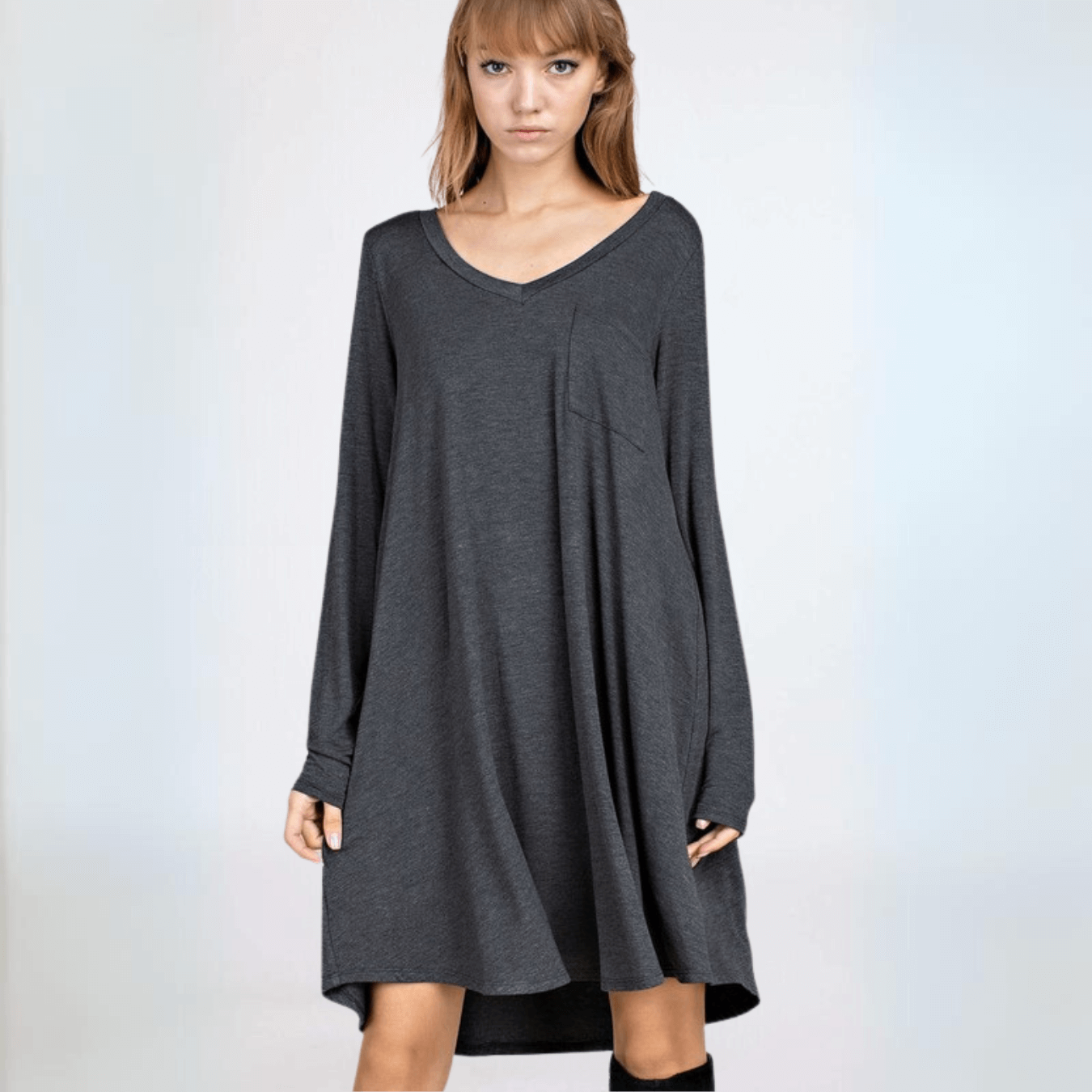 Charcoal Grey Bamboo Dress/Tunic - Eco-Friendly & Made in USA | Perfect for Casual Wear, Office Outfits & Summer Fashion