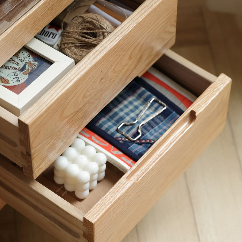 Solid Oak Wood Side Cabinet - Rustic Home Storage Organizer for Living Room, Bedroom, or Entryway