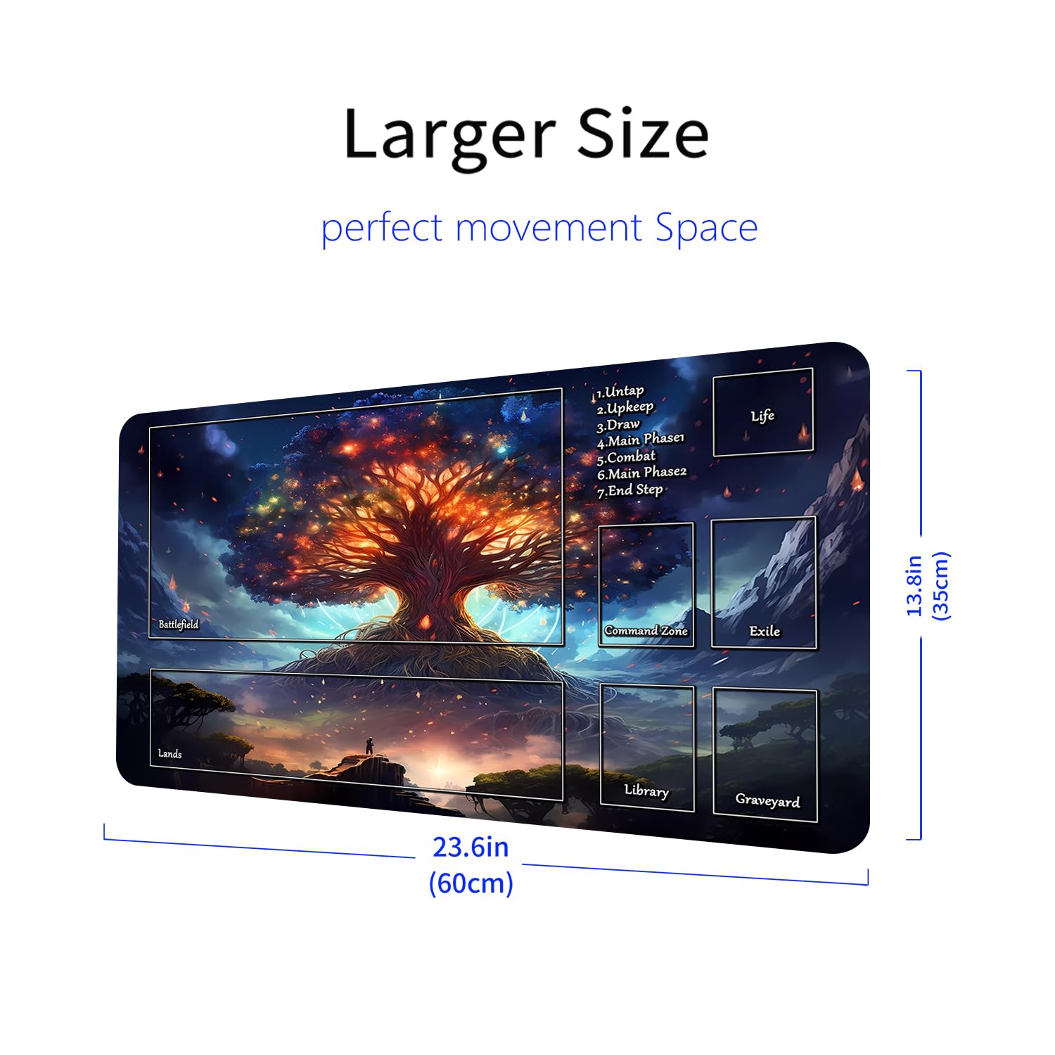 Premium MTG Playmat 24x14 Inches - Non-Slip Rubber Surface Trading Card Game Mat with Storage Bag | Perfect for Magic: The Gathering, Yu-Gi-Oh, Pokemon TCG Battles & Collectible Card Game Tournaments