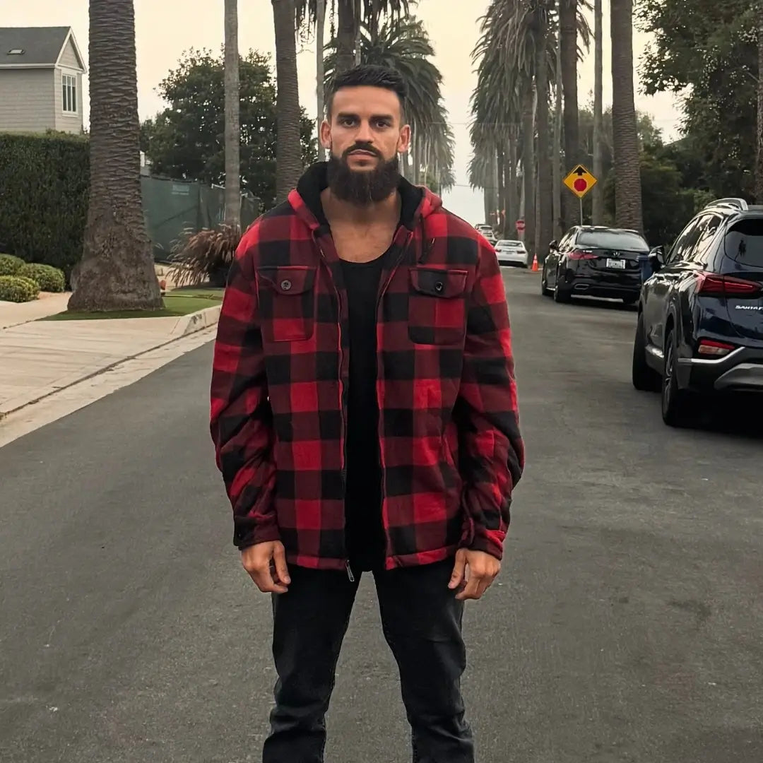 Men's Plaid Sherpa Lined Jacket - Warm Winter Flannel Shirt Jacket for Outdoor Activities & Casual Wear