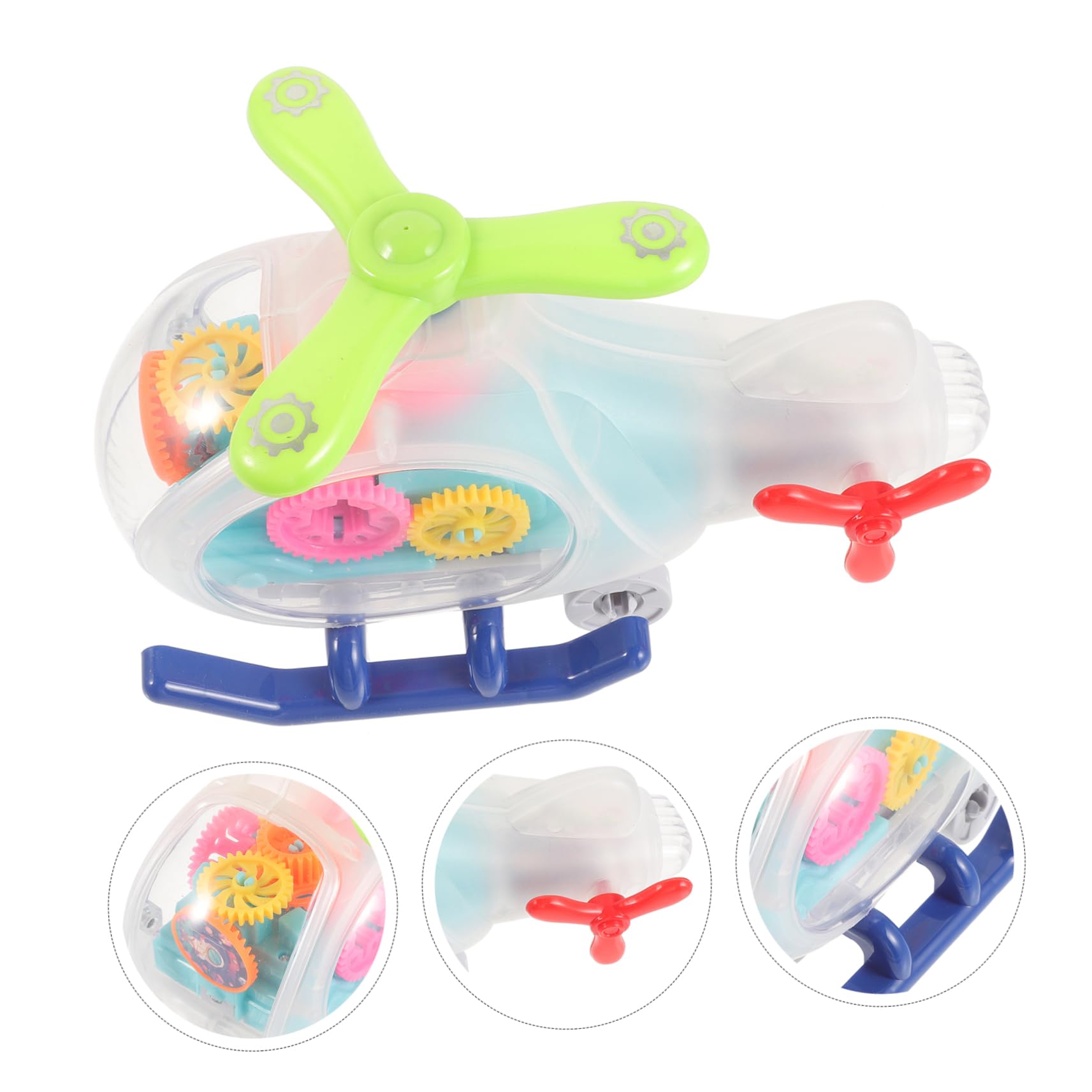 4-Piece Transparent Gear Plan Car Toys for Toddlers - Light Up Helicopter & Kids Toy Gift Set | Fun Learning & Pretend Play for Boys & Girls | Birthday Party Favors & Early Childhood Development
