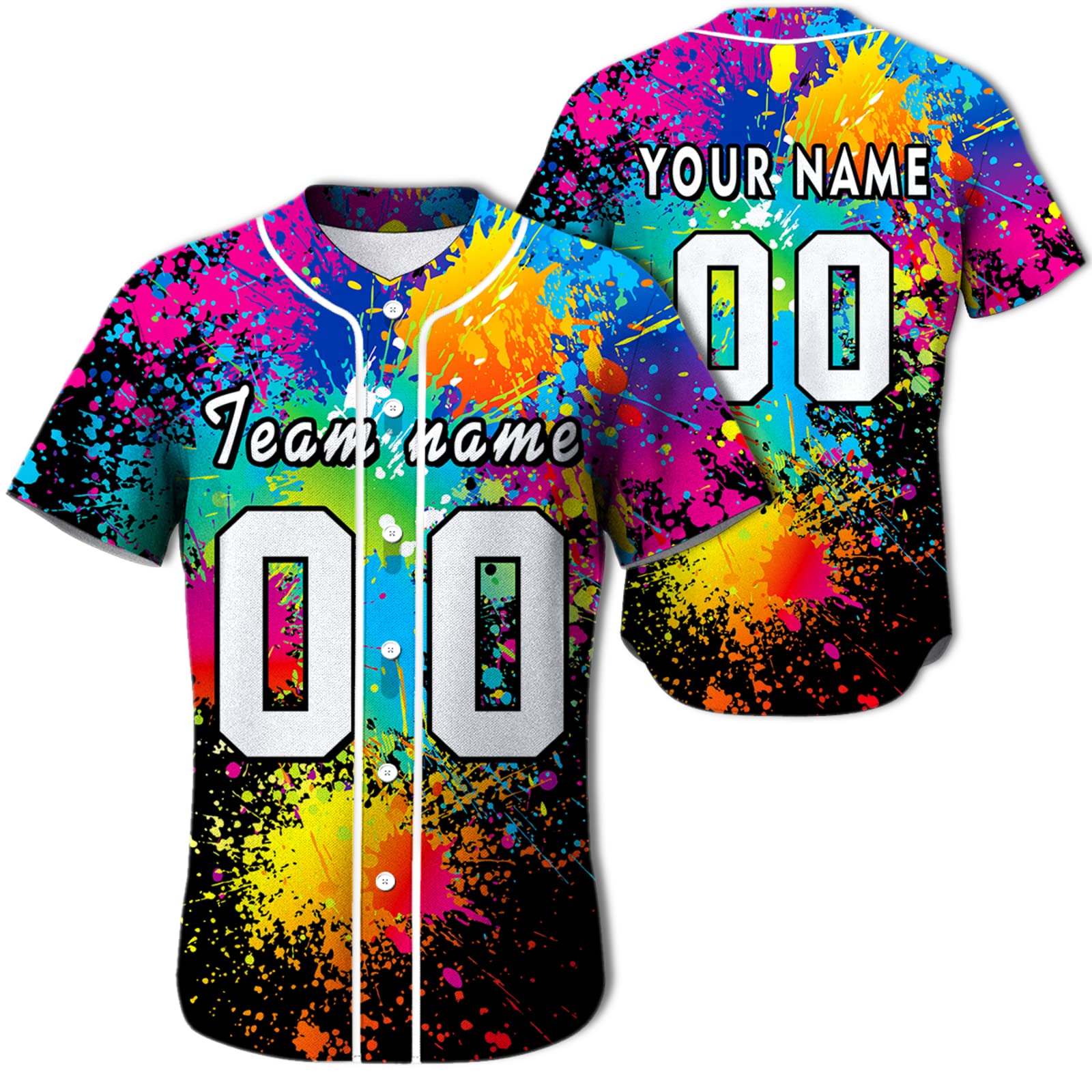 Custom 3D Printed Baseball Jersey with Team Name & Number - Button Down Short Sleeve Softball Uniform for Men & Women - Perfect for Team Games, Tournaments & Fan Apparel