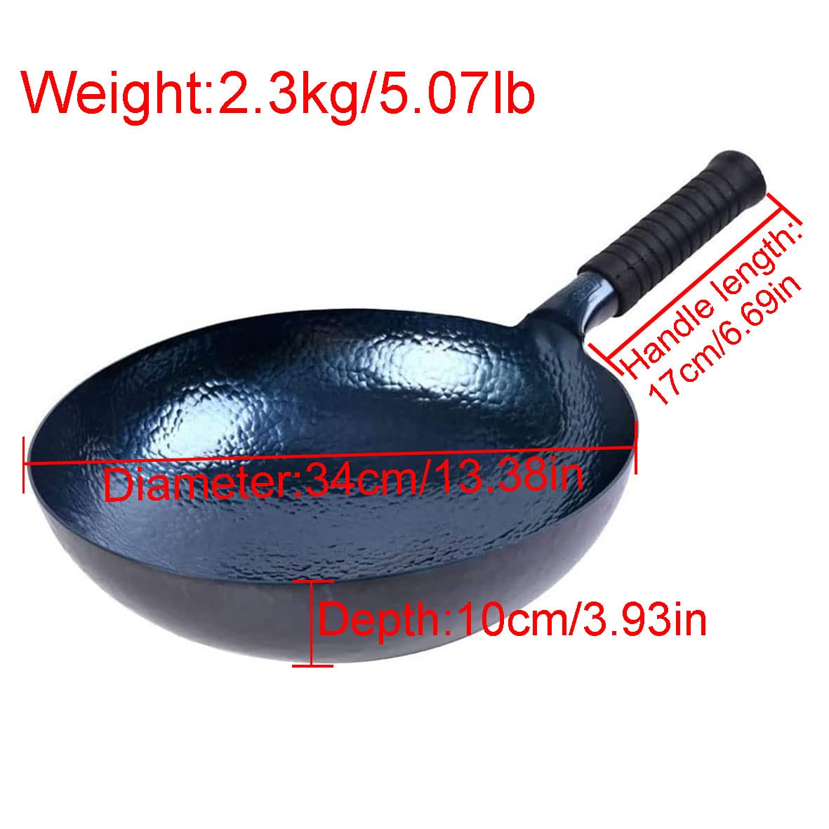 Premium Hand-Forged Cast Iron Wok - 13.38 Inch Chinese Iron Pot for Gas, Induction & Wood Stoves - Non-Stick, No Coating, Multipurpose Cooking - Perfect for Stir-Fry, Deep Frying & Camping Outdoor Cooking