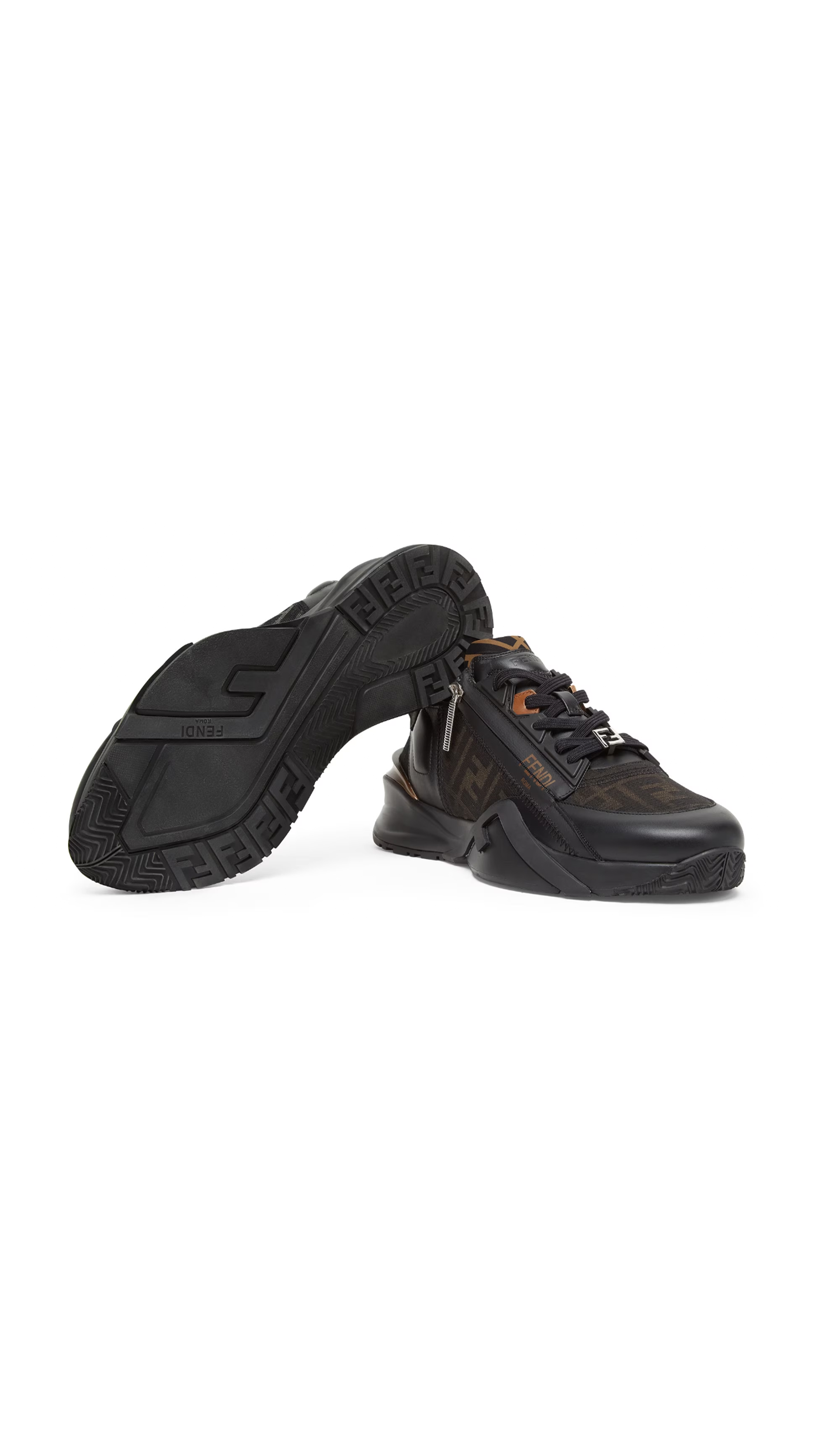 Fendi Flow Sneakers for Men & Women - Black & Brown Luxury Fashion Shoes | Comfortable & Stylish for Casual Wear, Running & Daily Outfits
