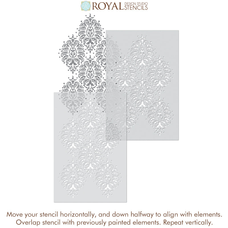 Bombay Paisley Damask Wall Stencil - Reusable DIY Painting Template for Home Decor, Accent Walls, and Furniture - Perfect for Bedrooms, Living Rooms, and Craft Projects