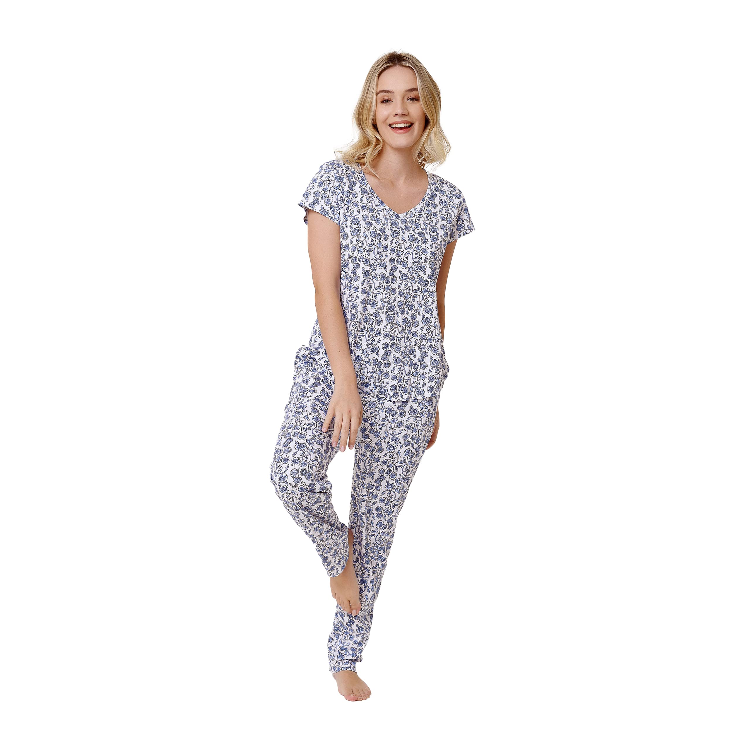 Premium 100% Pima Cotton Pajama Set for Women - Ultra Soft & Breathable Peruvian Cotton Sleepwear - Perfect for Lounge, Travel & Relaxation at Home