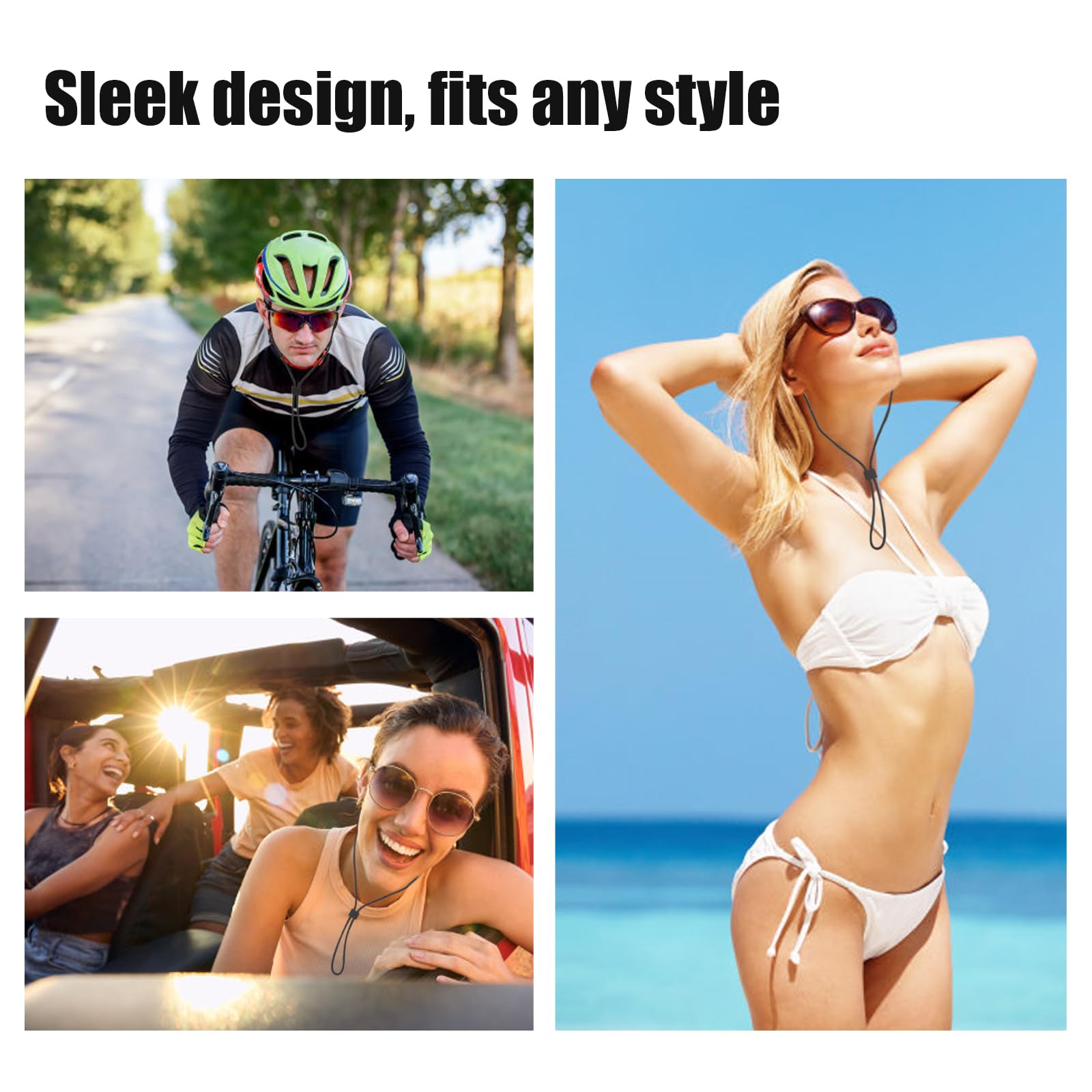 Floating Sports Sunglasses Straps - 2PC Adjustable Eyewear Lanyards for Running & Swimming