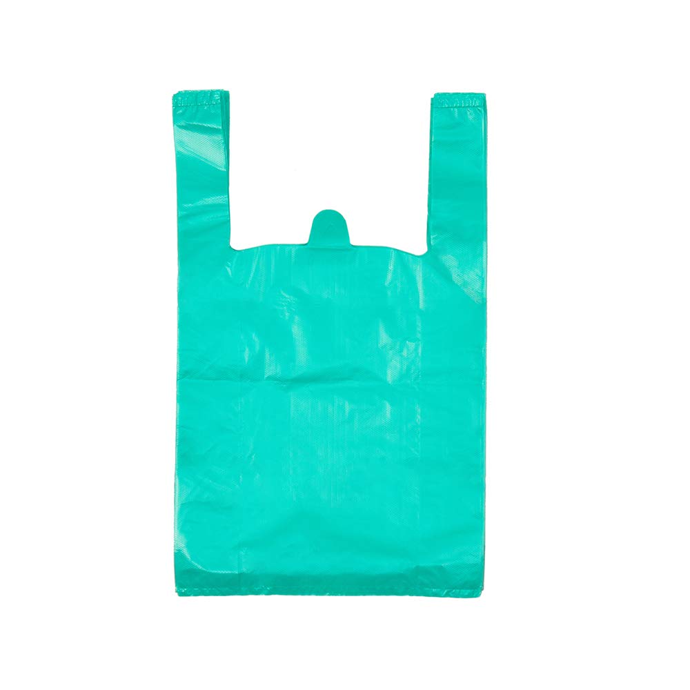 100-Pack Lake Blue Plastic Grocery Bags with Handles - 12x20 Inch T-Shirt Bags for Shopping, Retail & Restaurant Use | Bulk Plastic Bags for Business (Bolsa de Plástico para Negocio) - Perfect for Supermarkets, Takeout & Retail Packaging