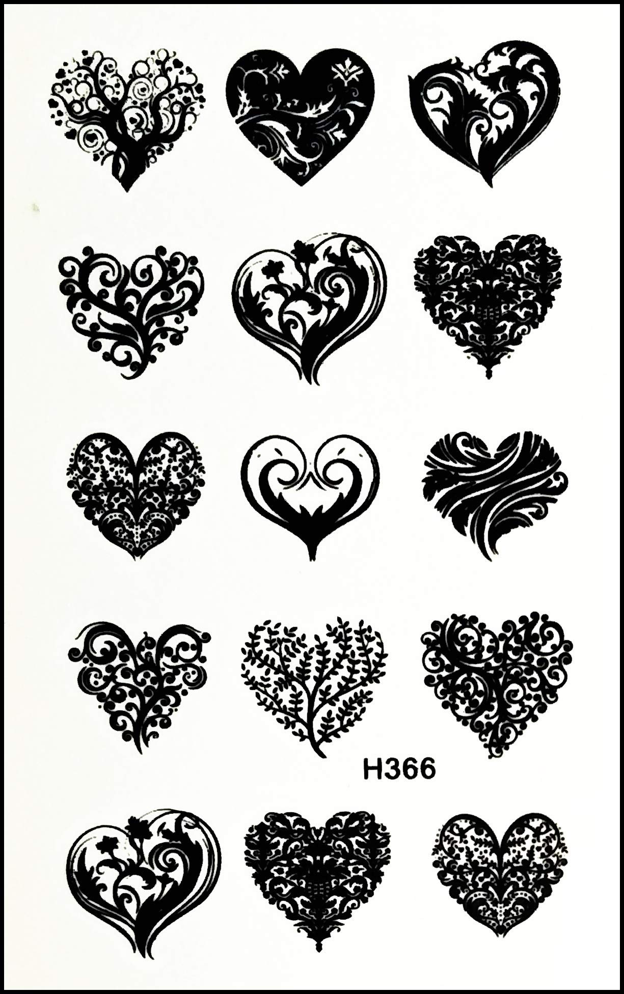 3 Pack Mini Heart Love Flower Cartoon Fake Tattoo Stickers - Waterproof Temporary Body Art for Arm, Chest, Shoulder - Perfect for Parties, Festivals, Cosplay & DIY Makeup Designs (Men & Women)