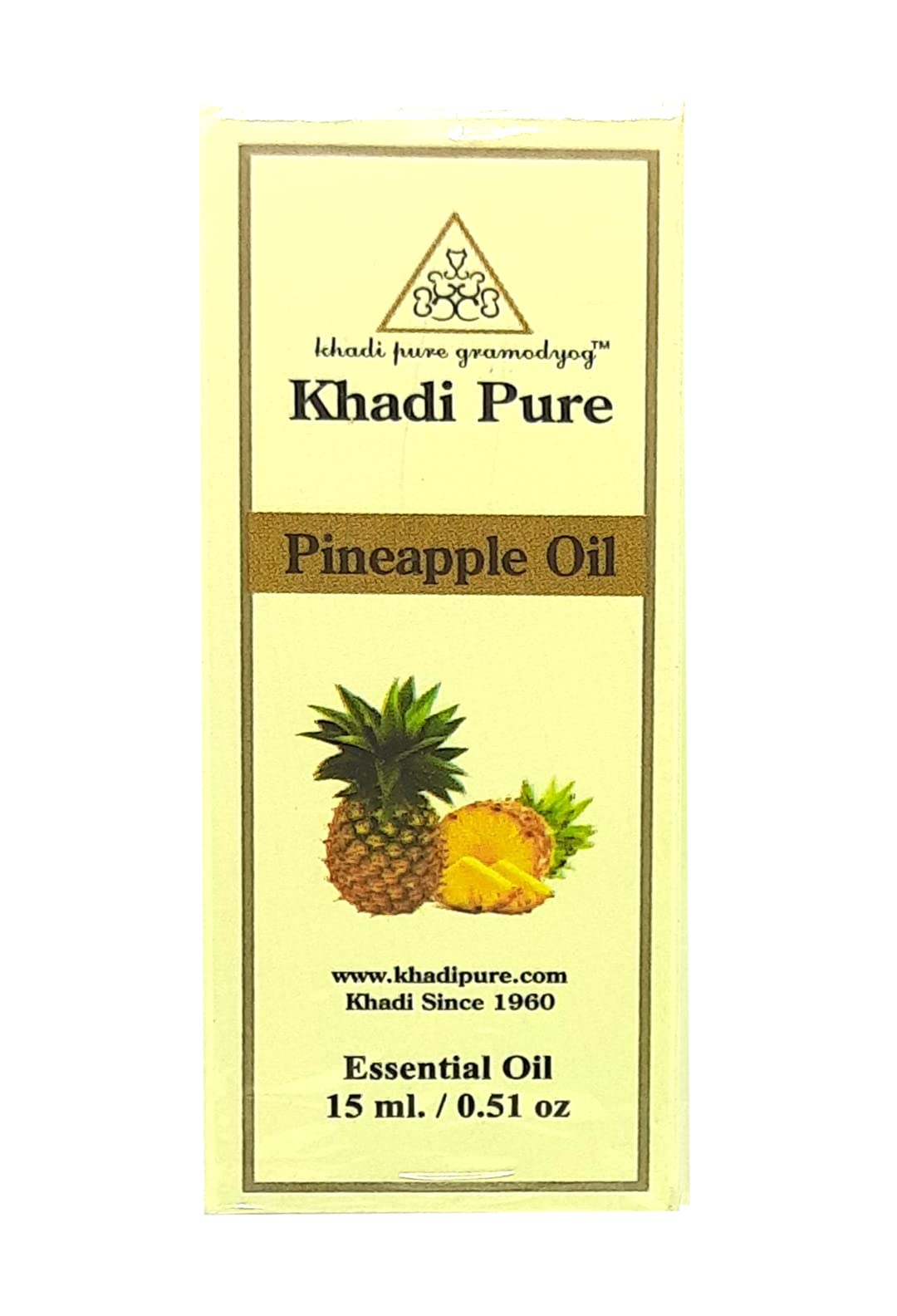 Khadi Pure Herbal Pineapple Essential Oil - 15ml | 100% Natural Aromatherapy Oil for Relaxation, Skin & Hair Care | Perfect for Diffusers, Massage & DIY Beauty Products