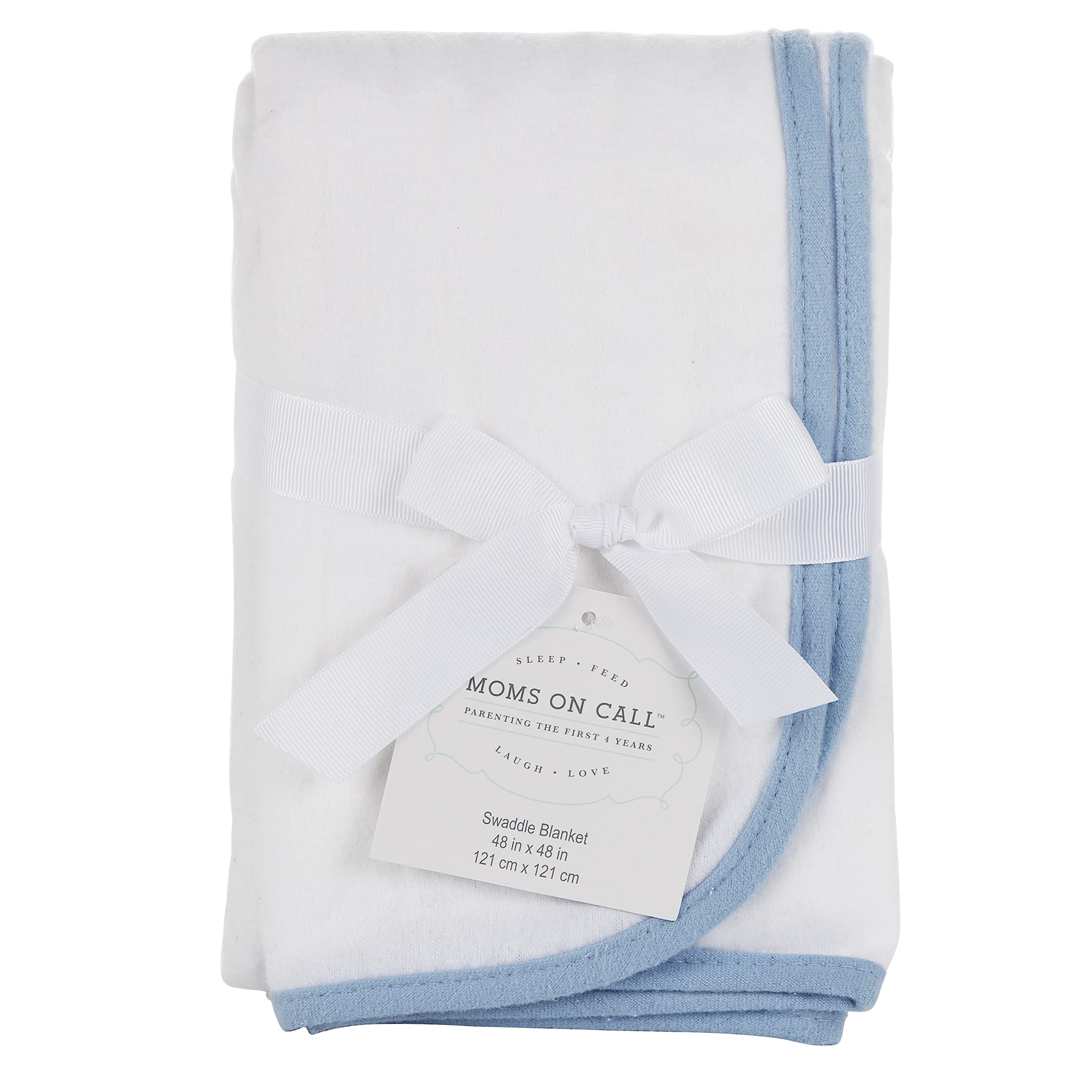 Moms on Call Swaddle Blanket - Soft Blue Baby Wrap with Coverstitch for Newborns | Perfect for Sleeping, Nursing & Comfort | Breathable & Cozy Infant Swaddling Blanket